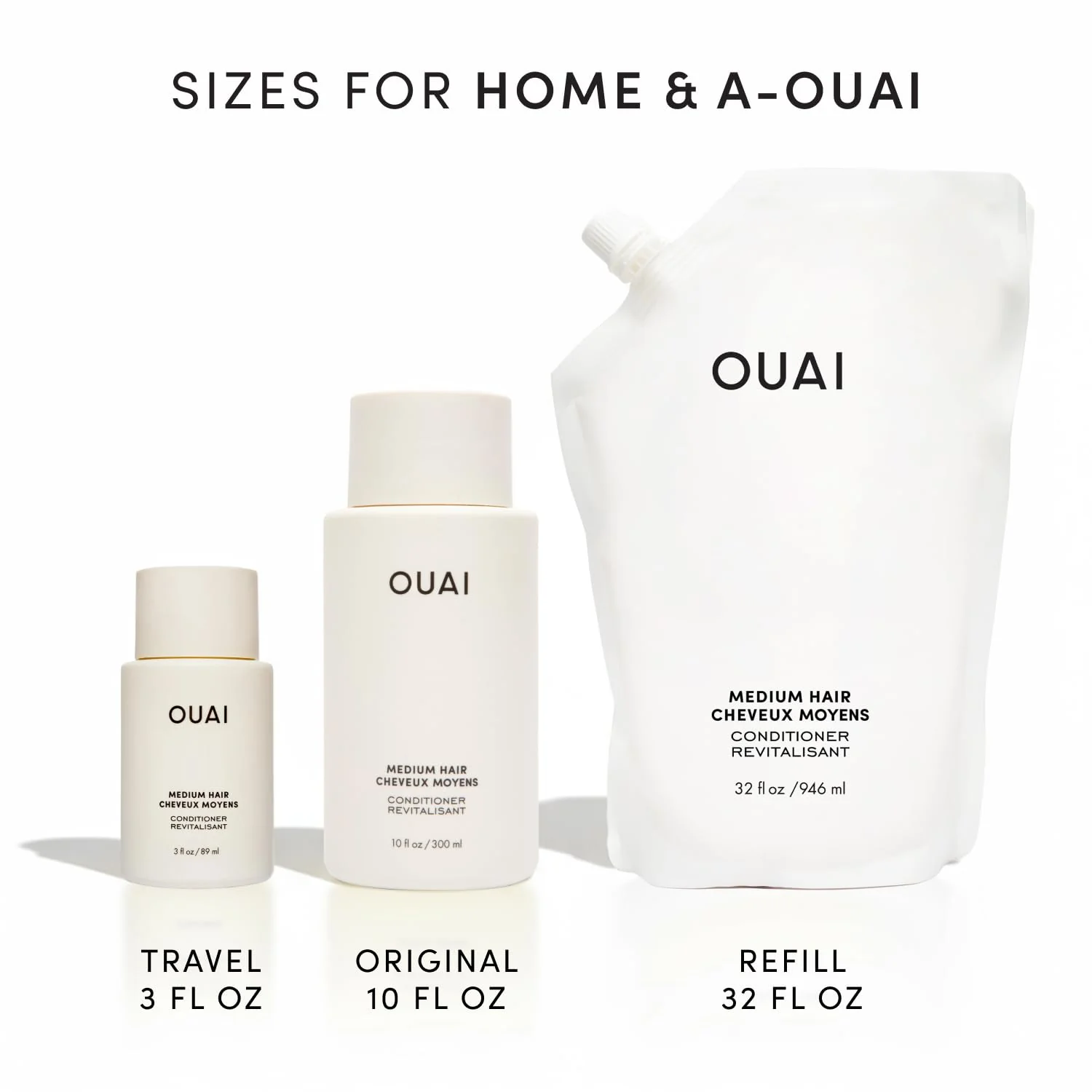 OUAI Medium Conditioner Refill - Hydrating Hair Conditioner with Coconut Oil, Babassu Oil, and Keratin - Strengthens, Repairs and Adds Shine - Paraben and Phthalate Free Hair Care Products (32 Oz) - Image 2