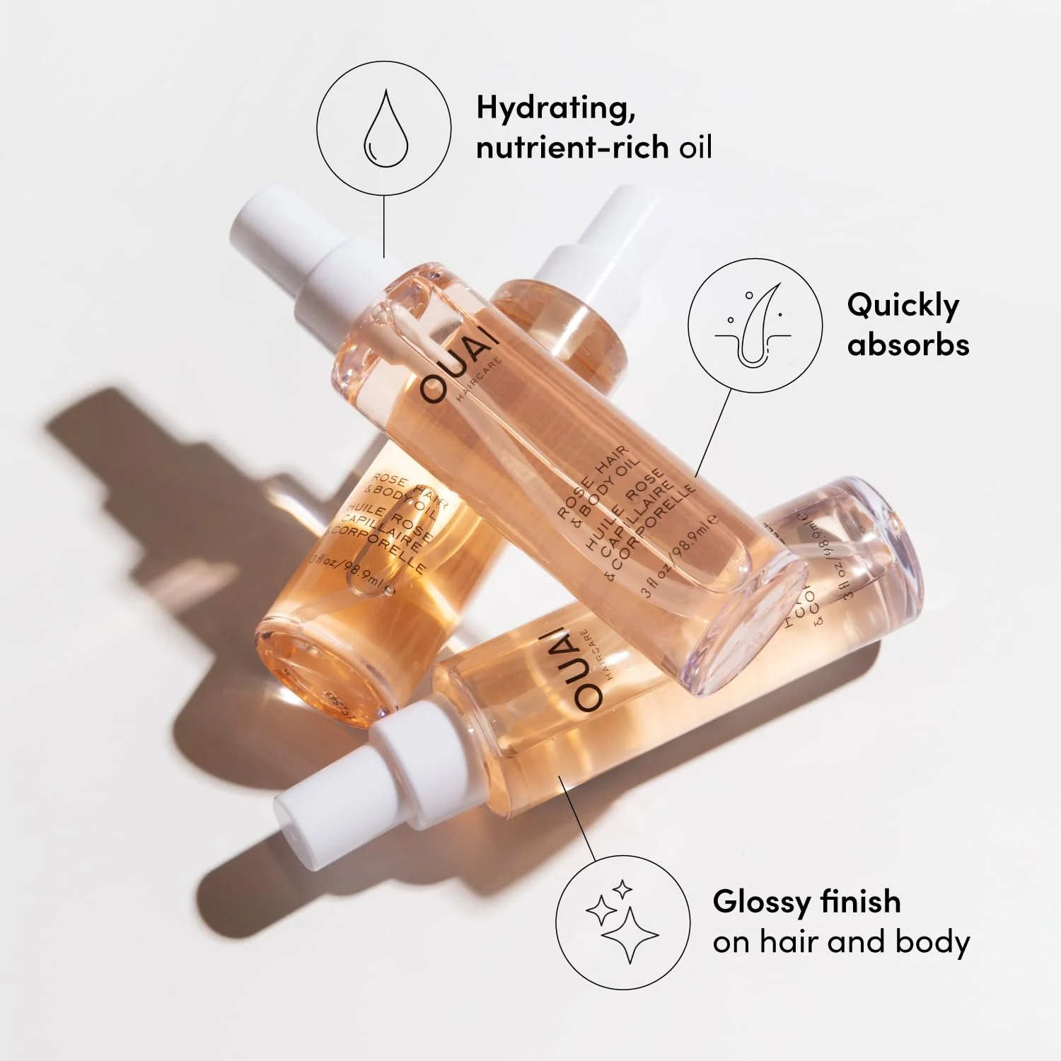 OUAI Rose Hair and Body Oil, Melrose Place - Scented Body Oil for Skin and Hair - Hydrates Dry Ends, Restores Moisture, Fights Frizz and Adds a Radiant Glow (3 oz) - Image 6