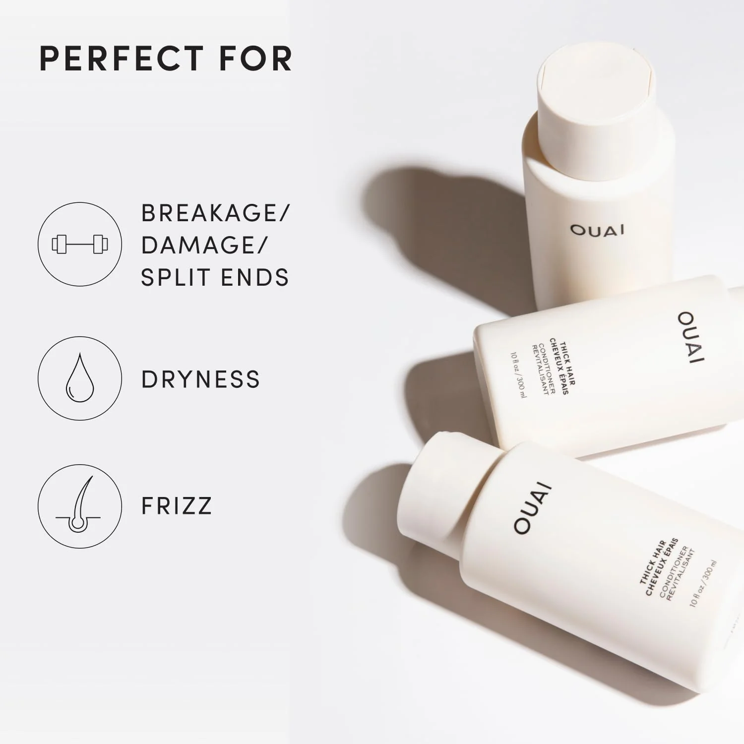 OUAI Thick Hair Conditioner - Moisturizing Conditioner for Dry, Frizzy Hair - Keratin, Marshmallow Root, Shea Butter and Avocado Oil - Paraben, Phthalate & Sulfate Free (10 Oz) - Image 6