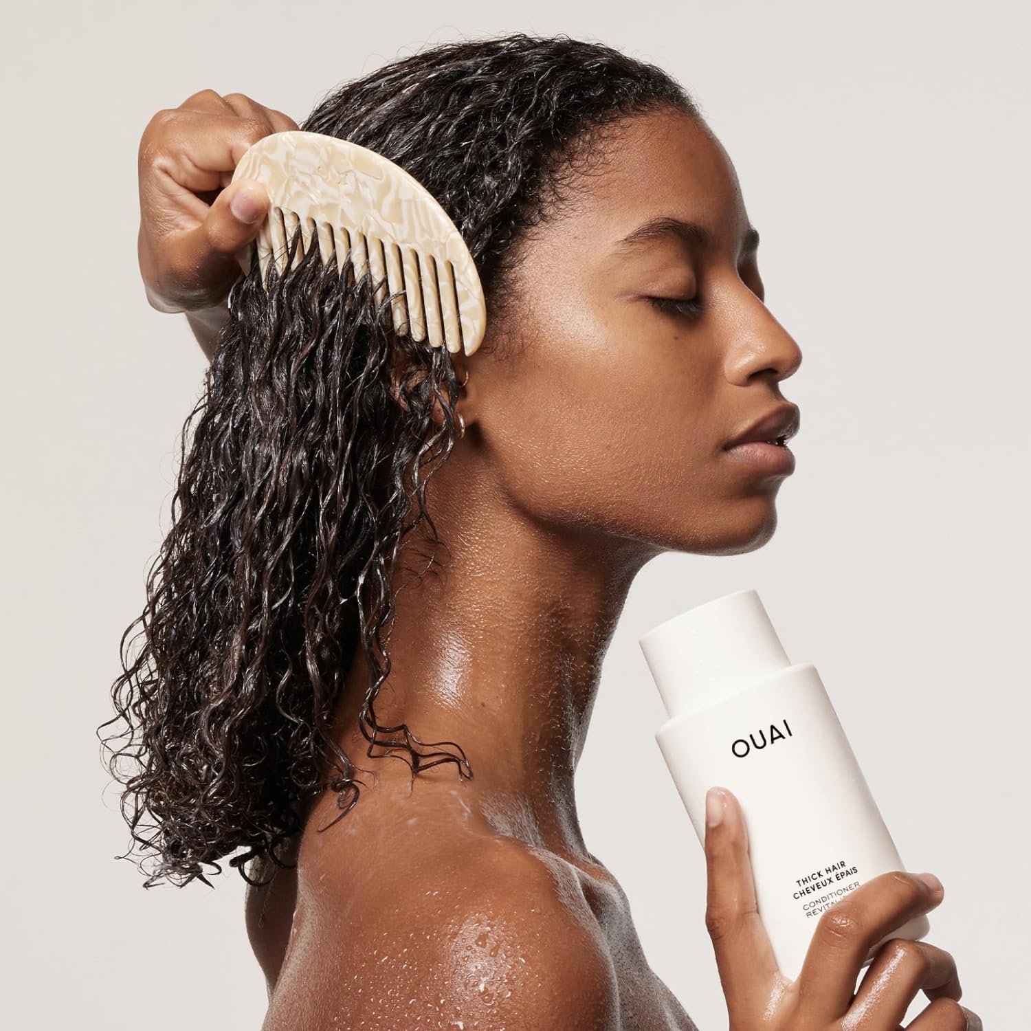 OUAI Thick Hair Conditioner - Moisturizing Conditioner for Dry, Frizzy Hair - Keratin, Marshmallow Root, Shea Butter and Avocado Oil - Paraben, Phthalate & Sulfate Free (10 Oz) - Image 8