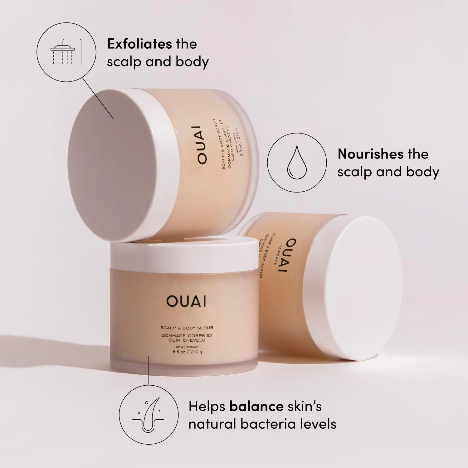 OUAI Travel Kit - Includes Travel Size Leave In Conditioner, Detox Shampoo, Thick Hair Mask, Scalp & Body Scrub (4 Count) - Image 3