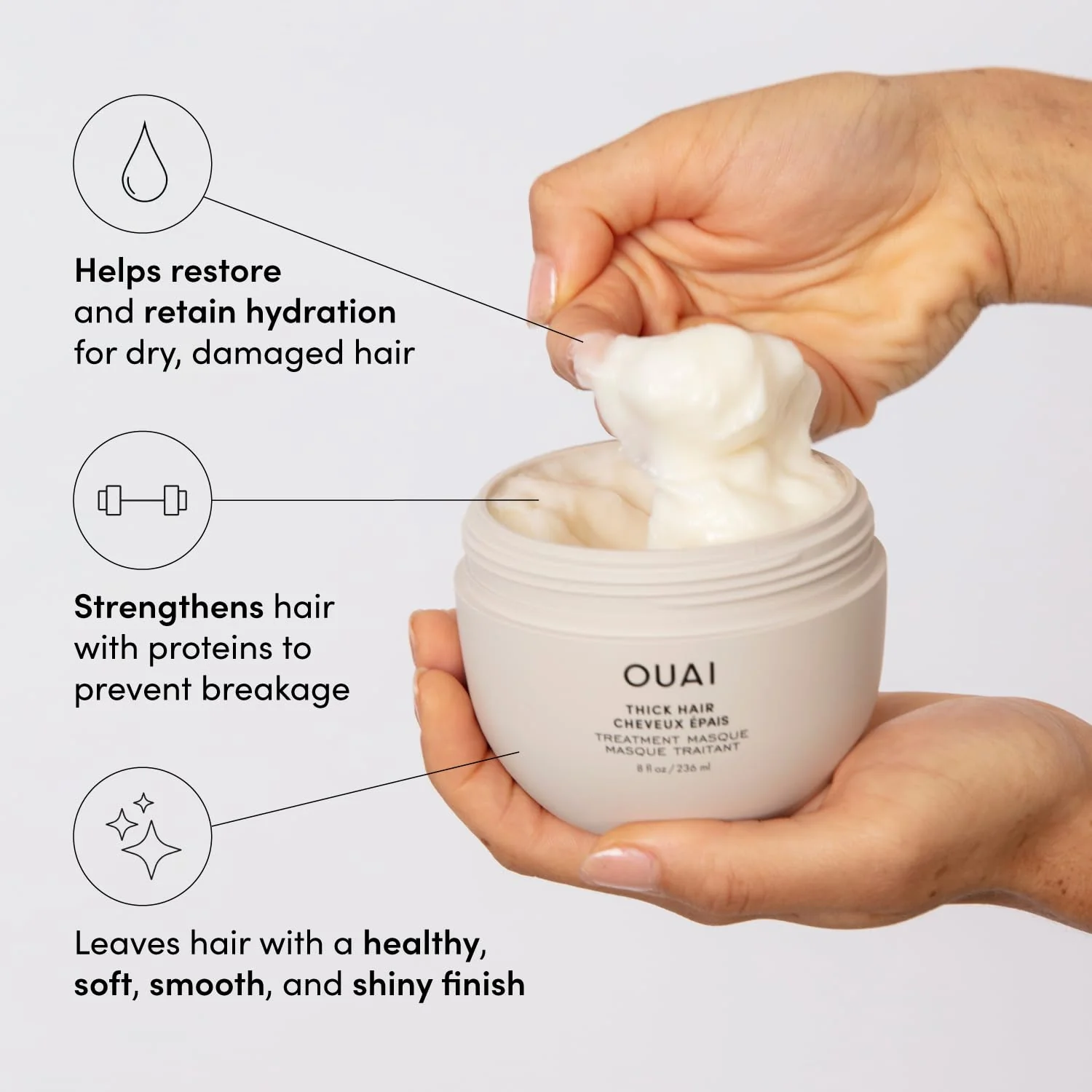 OUAI Travel Kit - Includes Travel Size Leave In Conditioner, Detox Shampoo, Thick Hair Mask, Scalp & Body Scrub (4 Count) - Image 4