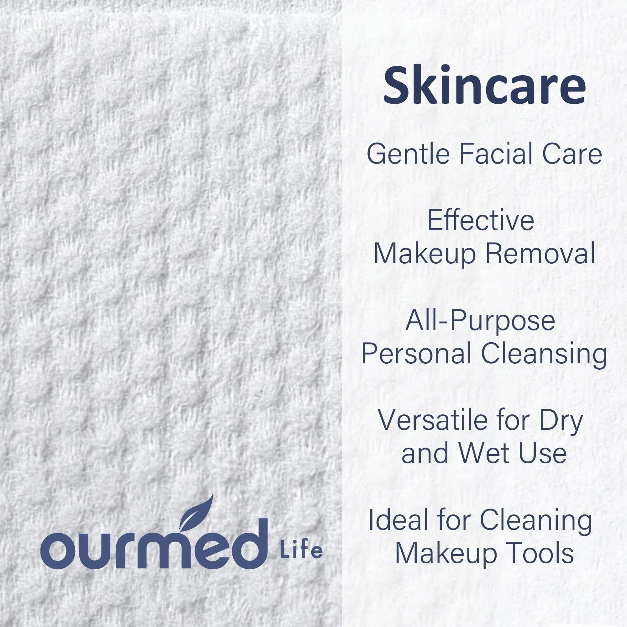 Ourmed Life Face Towels, Disposable Biodegradable Clean Facial Towels for Sensitive Skin, Lint- free Face Cloths for Makeup Remover, Skincare and Women Cleaning, Dry Wipes,100 Count Dot Texture - Image 6