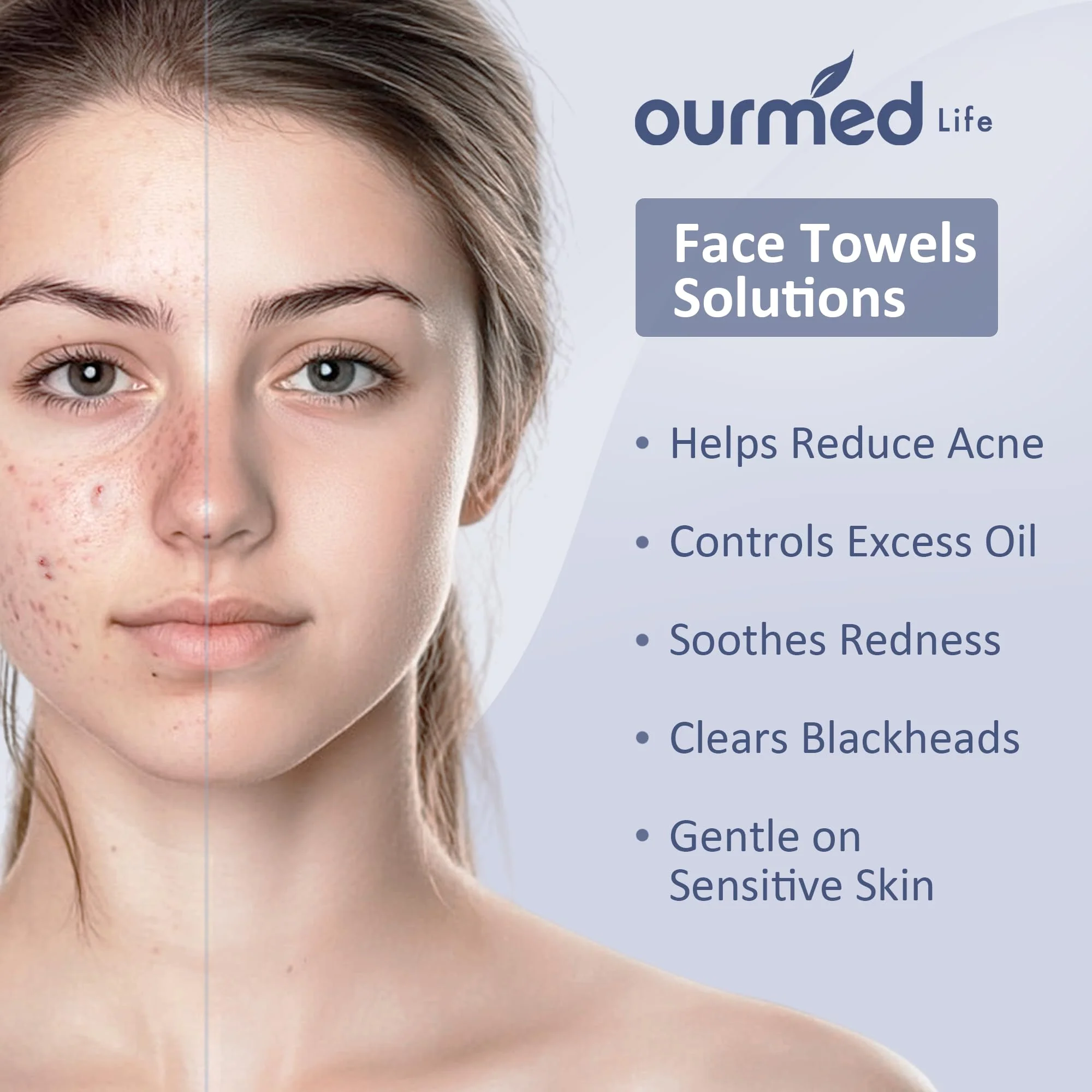Ourmed Life Face Towels, Disposable Biodegradable Clean Facial Towels for Sensitive Skin, Lint- free Face Cloths for Makeup Remover, Skincare and Women Cleaning, Dry Wipes,100 Count Dot Texture - Image 7