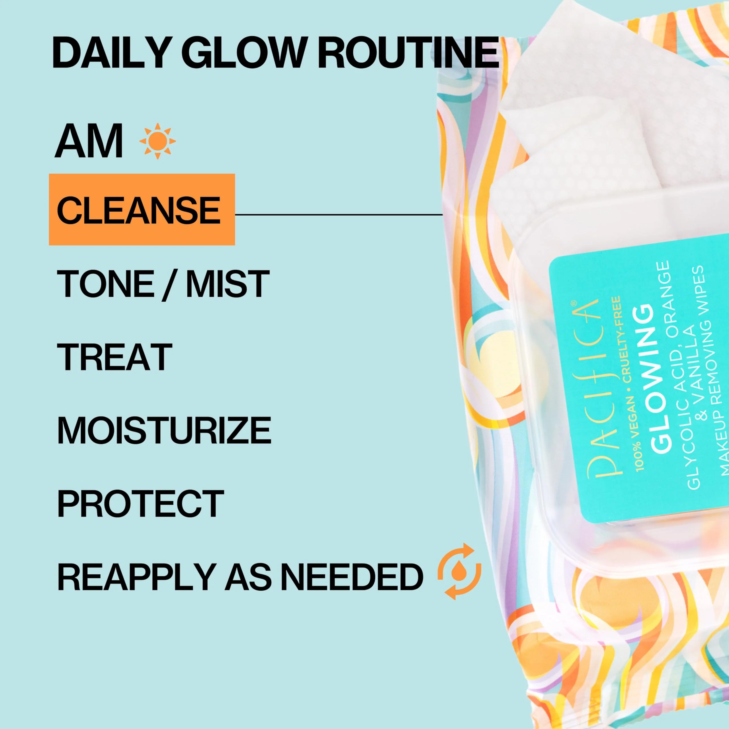 Pacifica Glowing Makeup Remover Wipes – With Glycolic Acid for AHA Exfoliating and Facial Cleansing – No Rinse Face Cleaning Towelettes – Dermatologist Tested, Vegan & Cruelty-Free – 30 Pack - Image 7