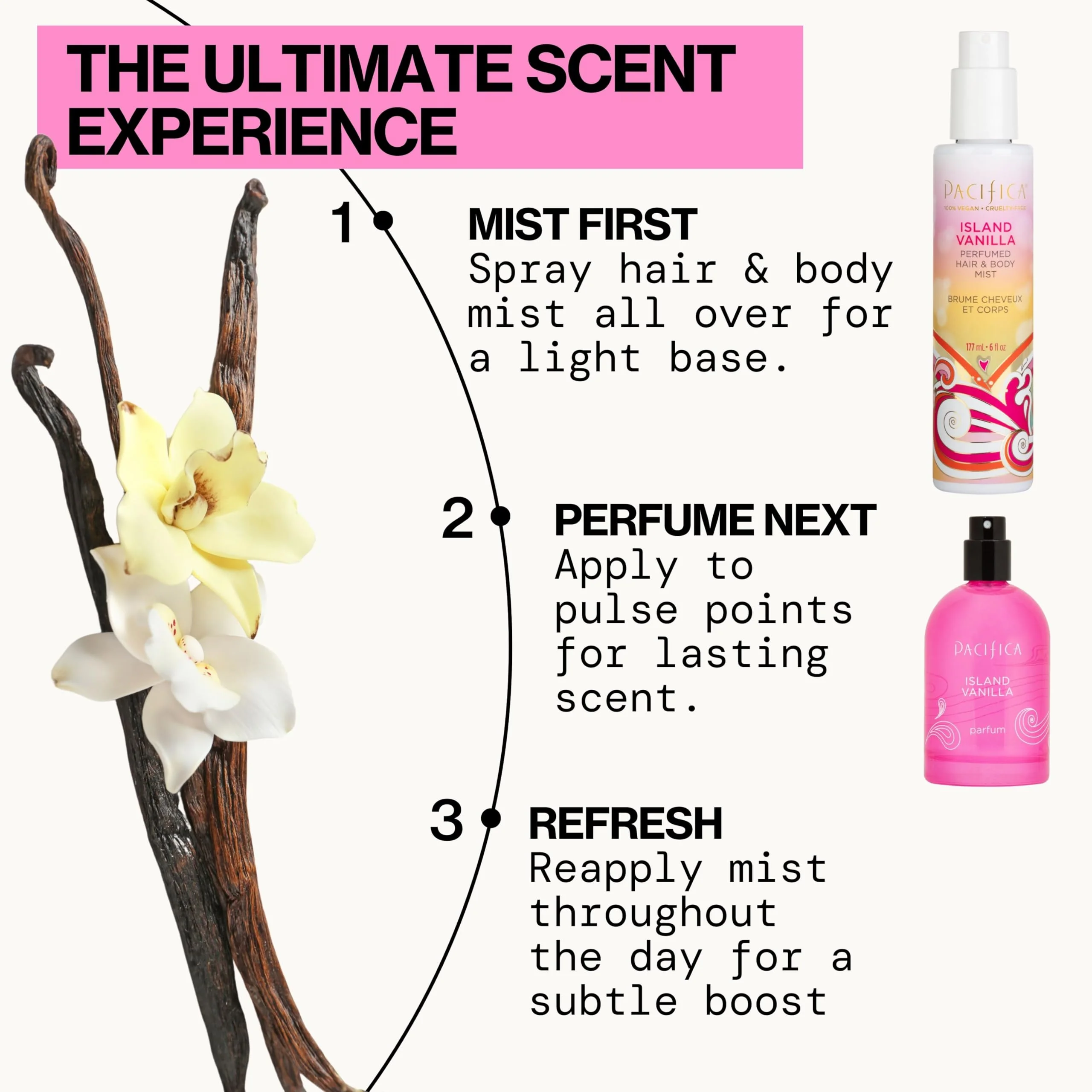 Pacifica Island Vanilla Hair Mist Perfume and Full Body Spray for Women - Fragrance Spray for A Mood-Lifting Experience, Paraben-Free, Clean Beauty No Alcohol, Vegan & Cruelty-Free, 6 oz oz - Image 4