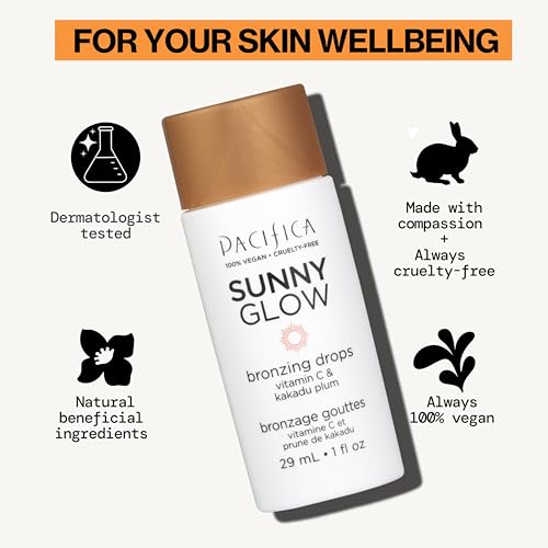 Pacifica Sunny Glow Liquid Face Bronzer Drops - Face Makeup Bronzing For Face & Cheeks for Instant Sun-Kissed Glow - Vitamin C & Glycolic Acid Infused Liquid Bronzer Illuminating Highlighting Clean - Image 14