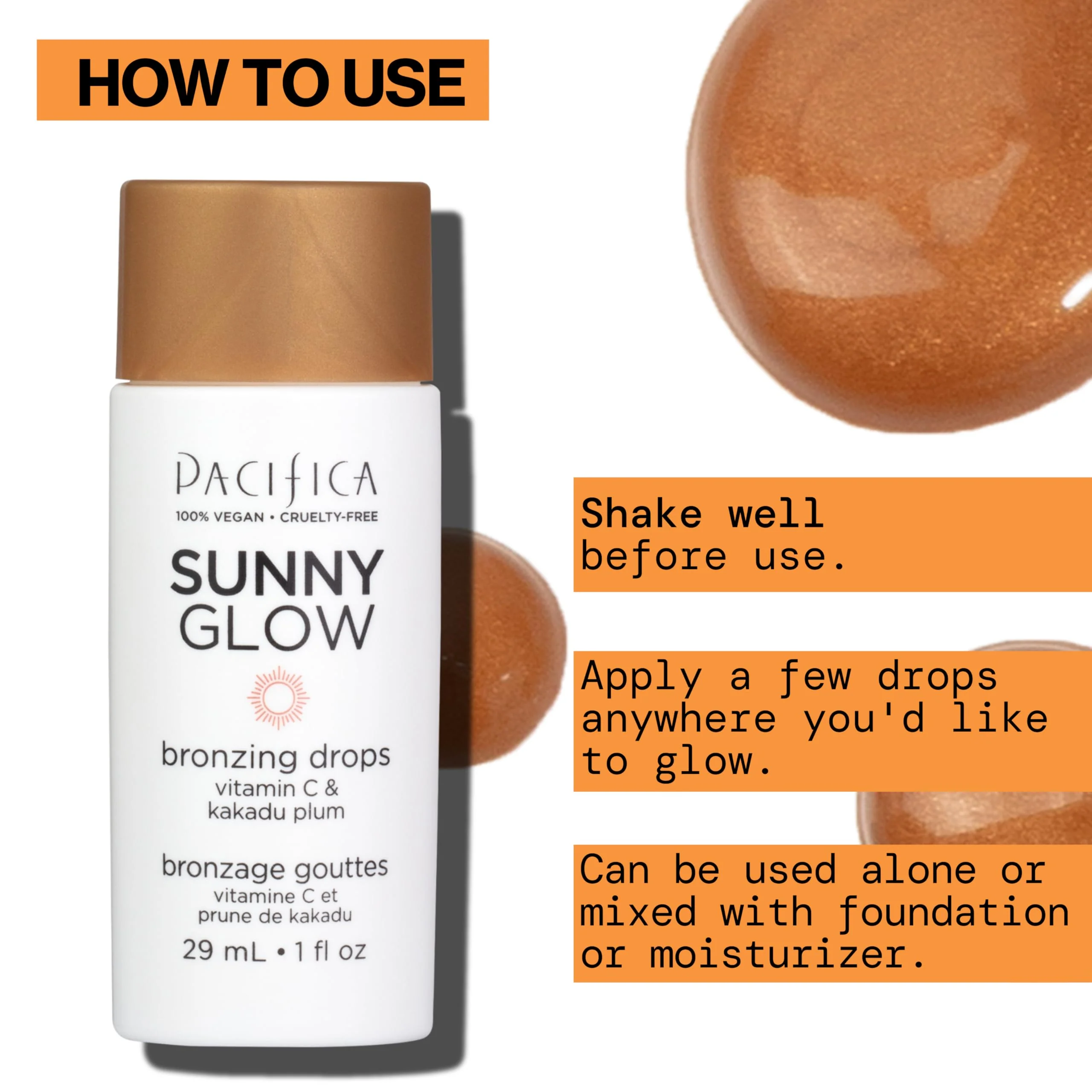 Pacifica Sunny Glow Liquid Face Bronzer Drops - Face Makeup Bronzing For Face & Cheeks for Instant Sun-Kissed Glow - Vitamin C & Glycolic Acid Infused Liquid Bronzer Illuminating Highlighting Clean - Image 18