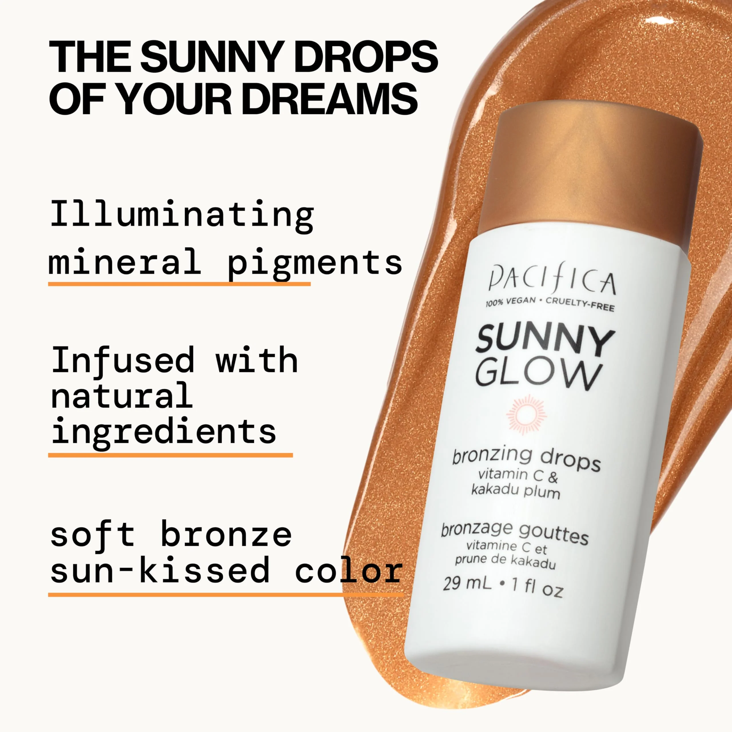 Pacifica Sunny Glow Liquid Face Bronzer Drops - Face Makeup Bronzing For Face & Cheeks for Instant Sun-Kissed Glow - Vitamin C & Glycolic Acid Infused Liquid Bronzer Illuminating Highlighting Clean - Image 24