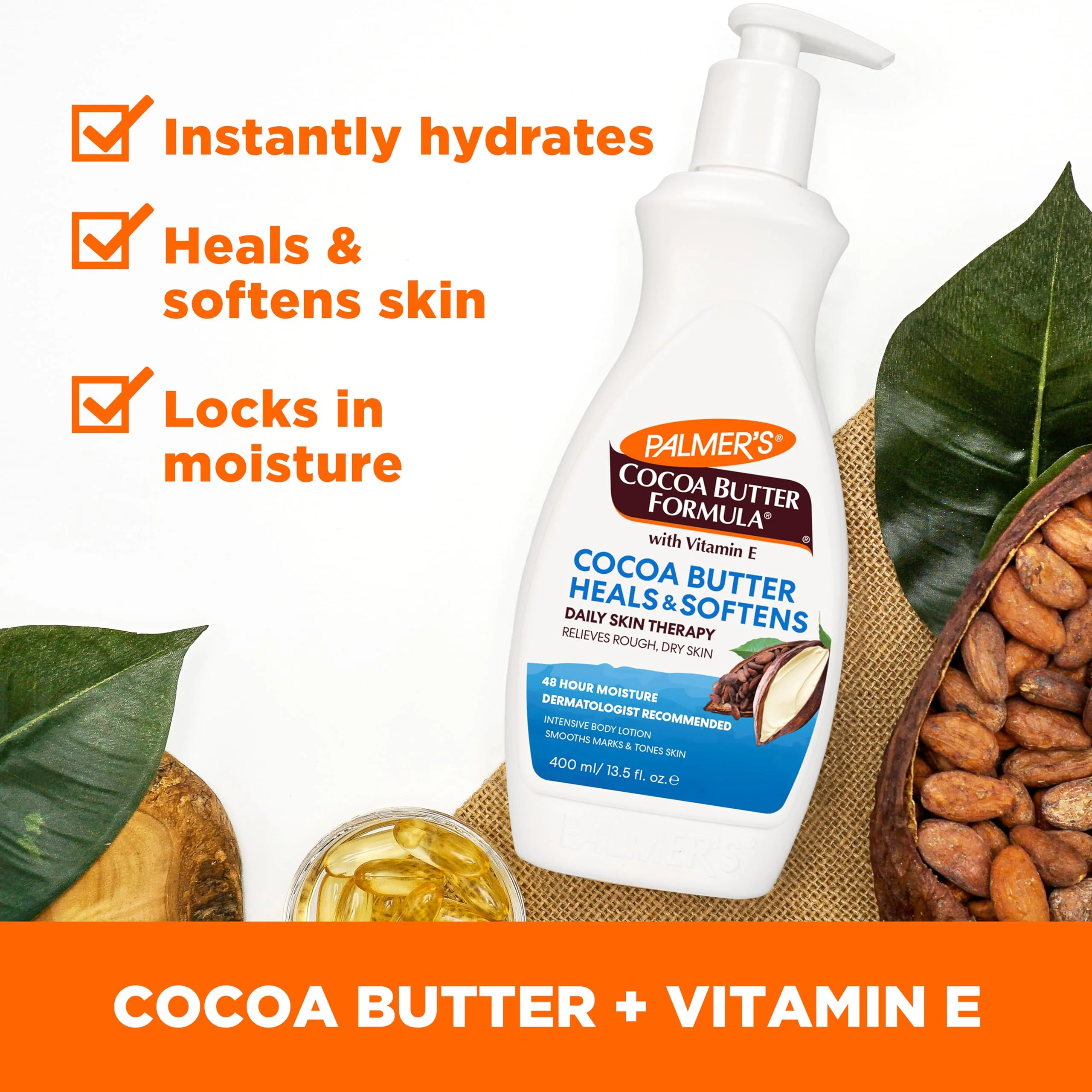 Palmer's Cocoa Butter Formula Daily Skin Therapy Cocoa Butter Body Lotion for Dry Skin, Hand & Body Moisturizer, Pump Bottle, 13.5 Oz (Pack of 1) - Image 10
