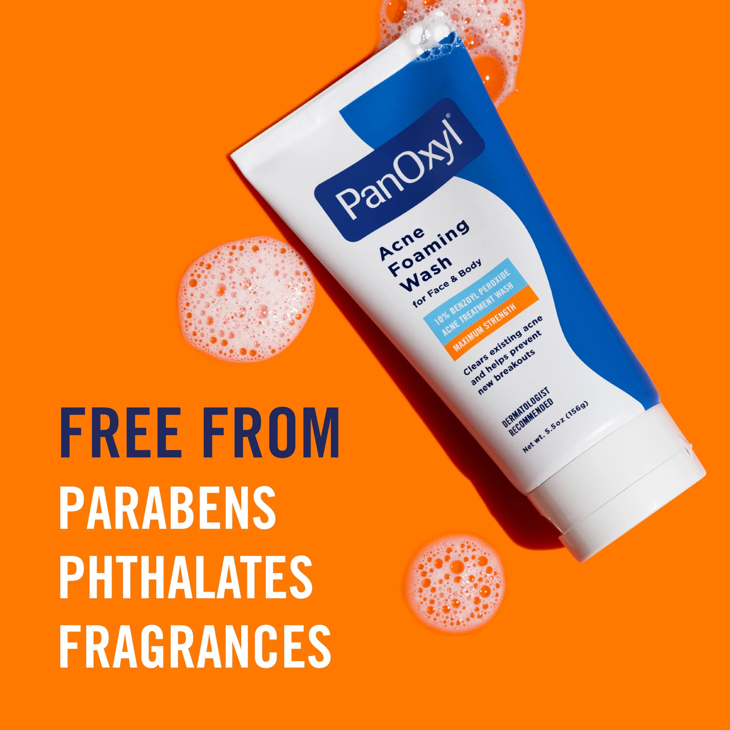 PanOxyl 10% Benzoyl Peroxide Acne Foaming Wash, Maximum Strength, Daily Acne-Fighting Face & Body Cleanser, Face Wash to Clear, Treat and Prevent Acne Pimples and Stubborn Breakouts, 5.5 Oz, Pack of 2 - Image 4