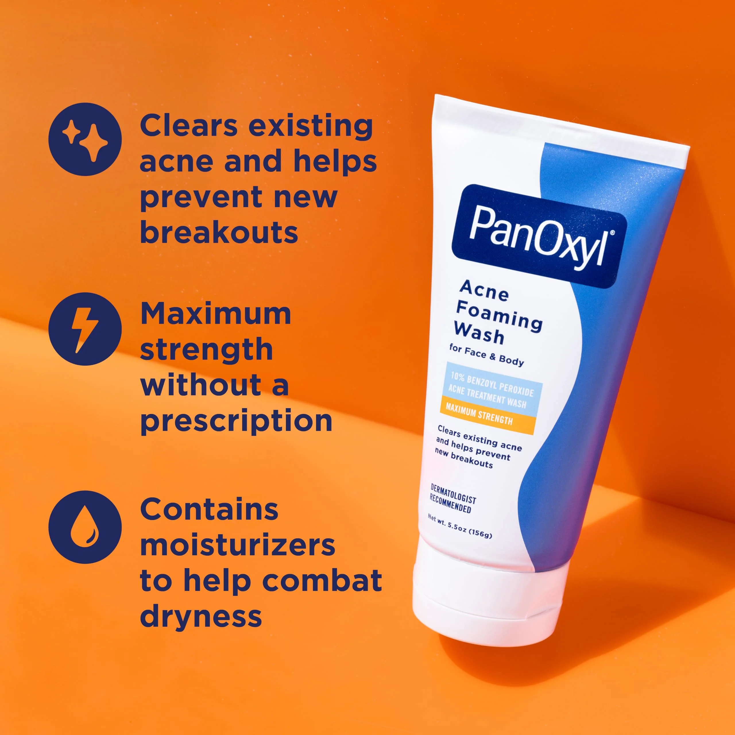 PanOxyl 10% Benzoyl Peroxide Acne Foaming Wash, Maximum Strength, Daily Acne-Fighting Face & Body Cleanser, Face Wash to Clear, Treat and Prevent Acne Pimples and Stubborn Breakouts, 5.5 Oz, Pack of 2 - Image 7
