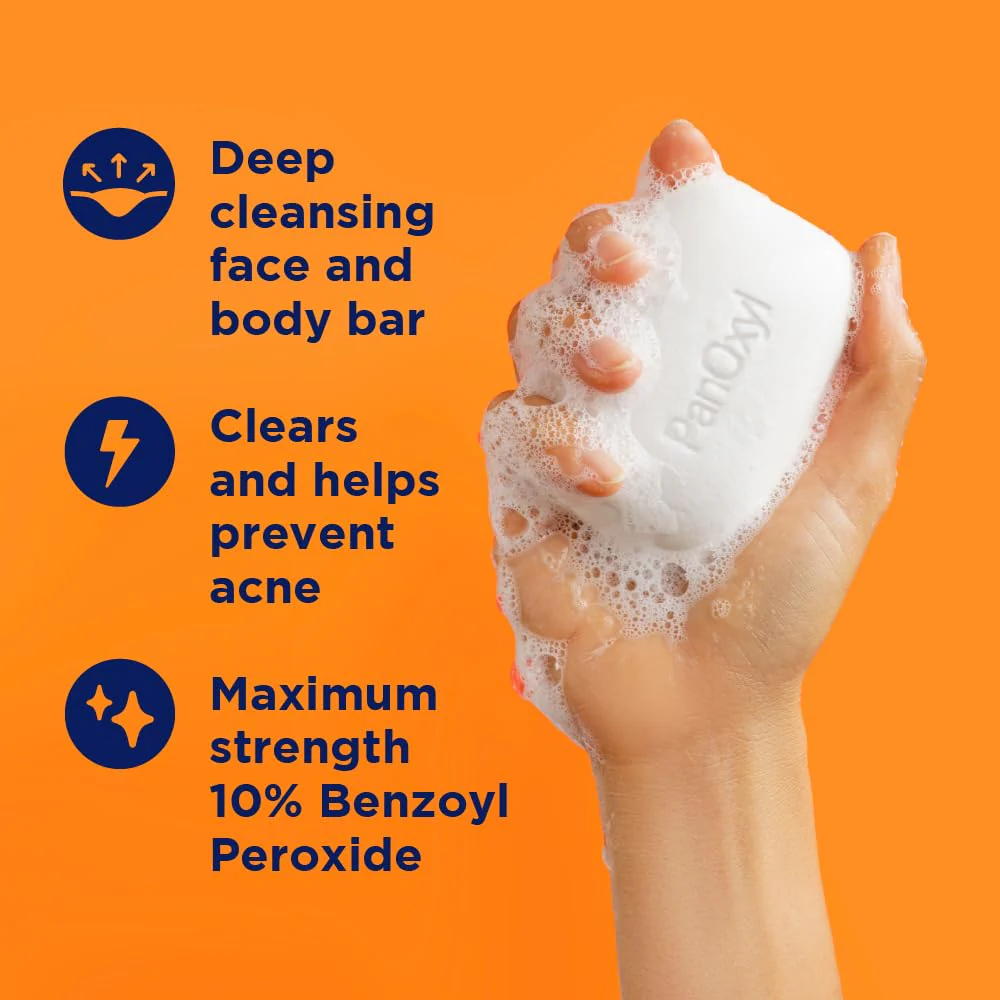 PanOxyl Acne Treatment Bar with 10% Benzoyl Peroxide, Maximum Strength Bar Soap for Face, Chest and Back, Benzoyl Peroxide Soap Body Wash, Vegan, For Acne Prone Skin, 4 oz - Image 19