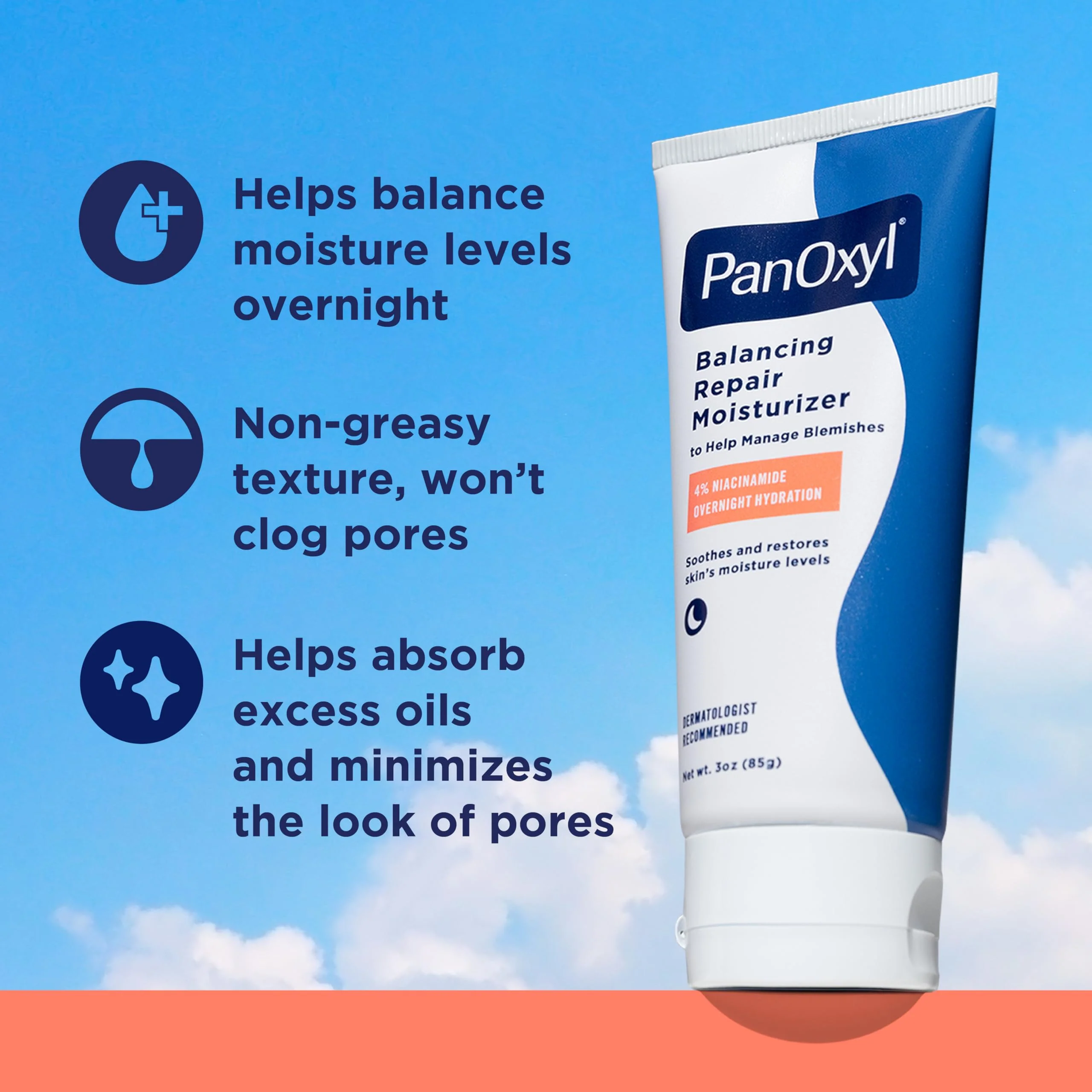 PanOxyl PM Balancing Repair Moisturizer with Niacinamide, Ceramides and Cica, Hydrating Face Moisturizer, Acne Prone Skin and Dry Skin, Non-Comedogenic Night Face Moisturizer, 3 oz - Image 8