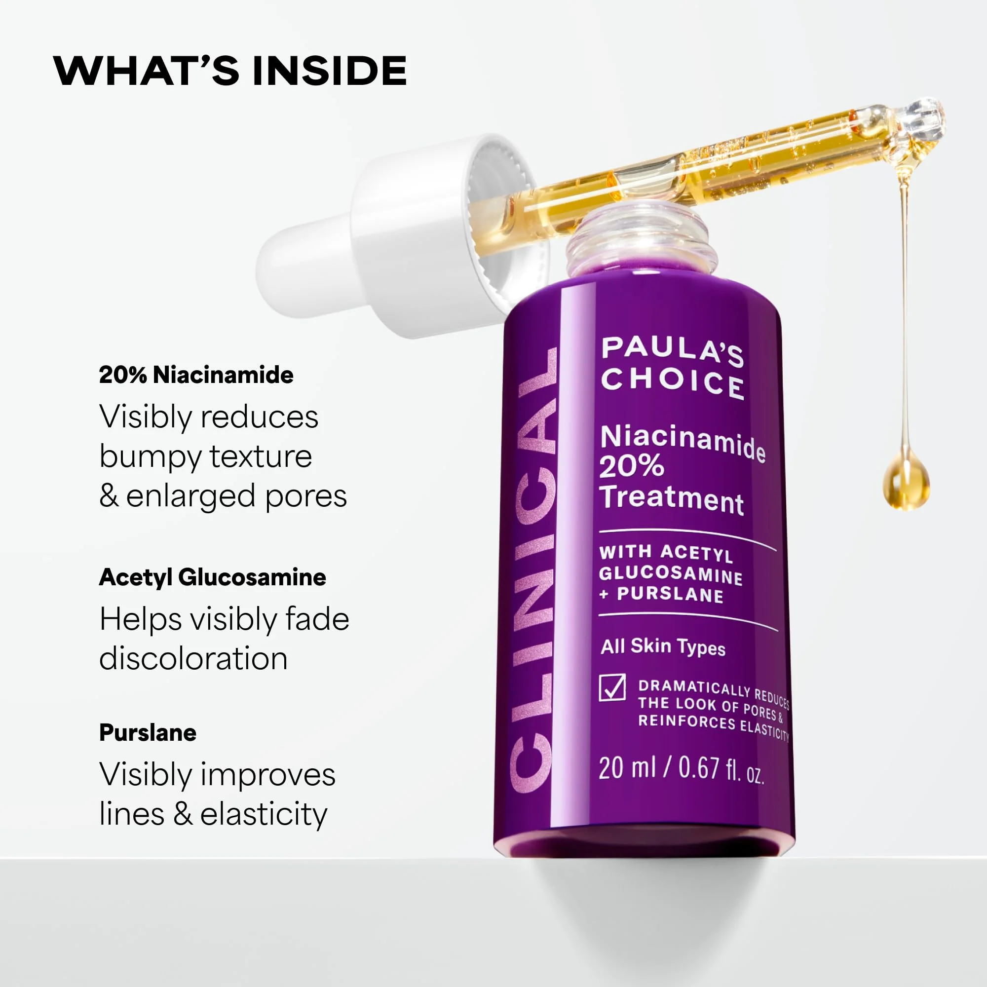 Paula's Choice CLINICAL 20% Niacinamide Vitamin B3 Concentrated Face Serum, Anti-Aging Serum for Face, Treatment for Discoloration & Minimizing Large Pores, Fragrance-Free, 0.67oz - Image 4