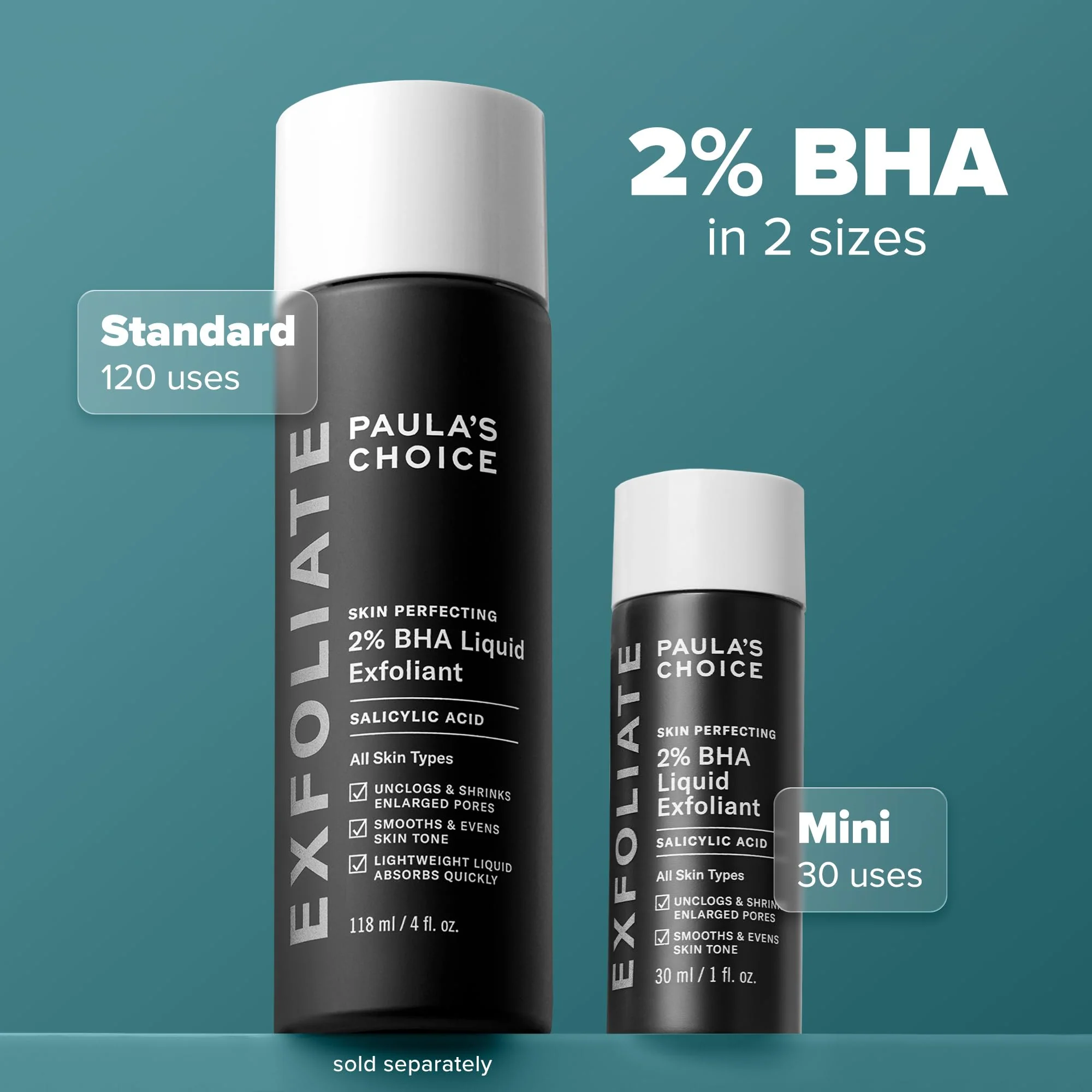 Paula's Choice Skin Perfecting 2% BHA Liquid Salicylic Acid Exfoliant, Gentle Facial Exfoliator for Blackheads, Large Pores, Wrinkles & Fine Lines, Travel Size, 1 Fluid Ounce - Image 2