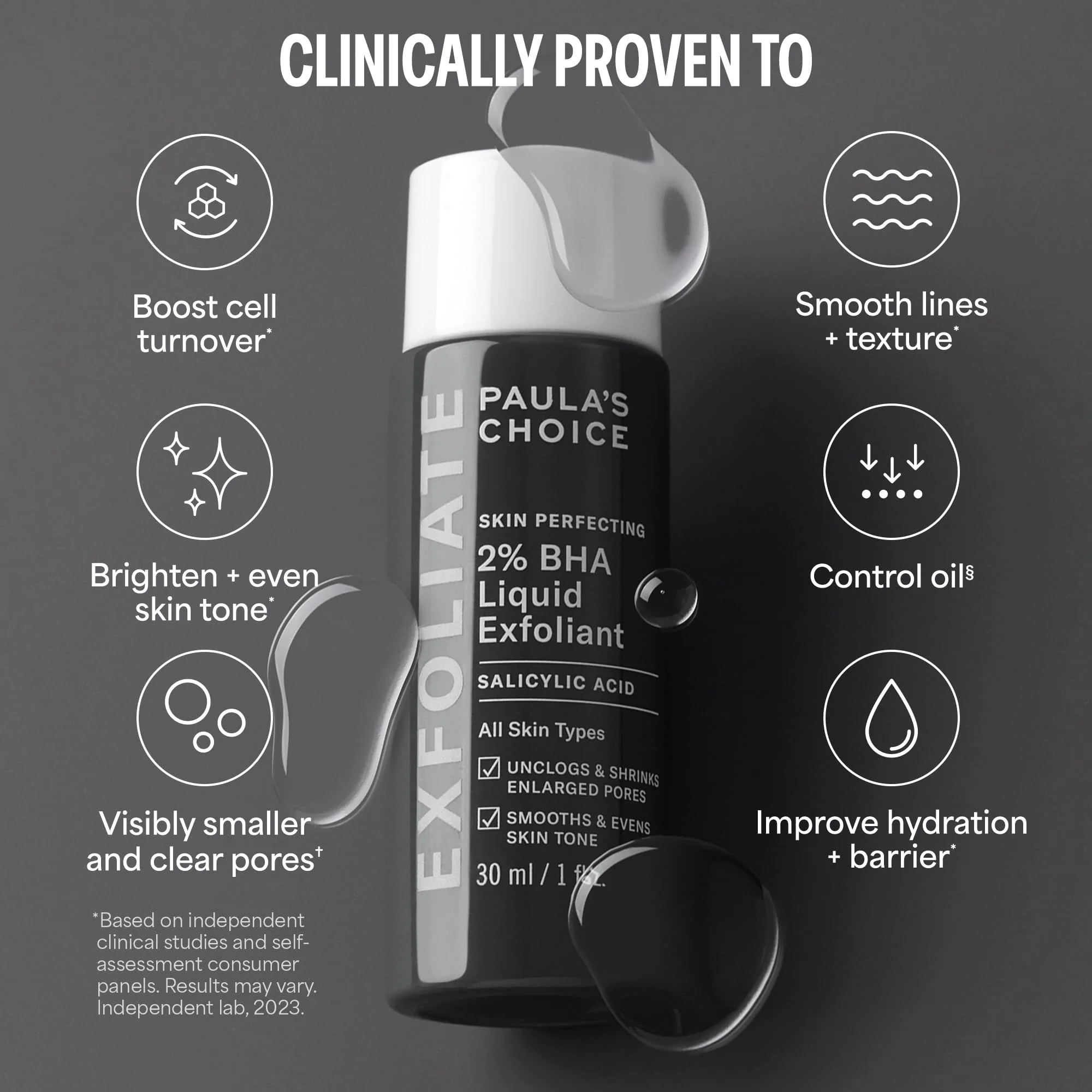 Paula's Choice Skin Perfecting 2% BHA Liquid Salicylic Acid Exfoliant, Gentle Facial Exfoliator for Blackheads, Large Pores, Wrinkles & Fine Lines, Travel Size, 1 Fluid Ounce - Image 7
