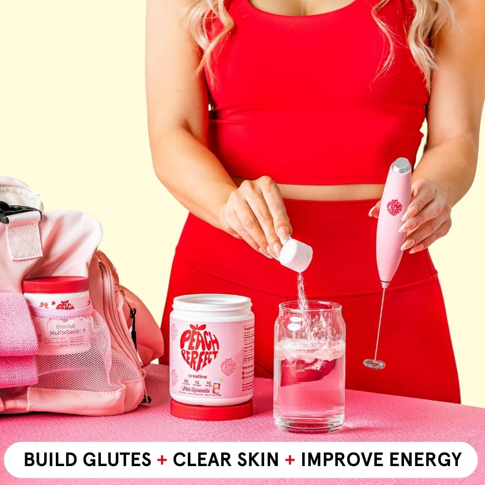 Peach Perfect Creatine Blend for Women – Micronized Creatine Monohydrate with BCAA & Collagen for Glute Strength Support – Pink Lemonade – 30 Servings - Image 2