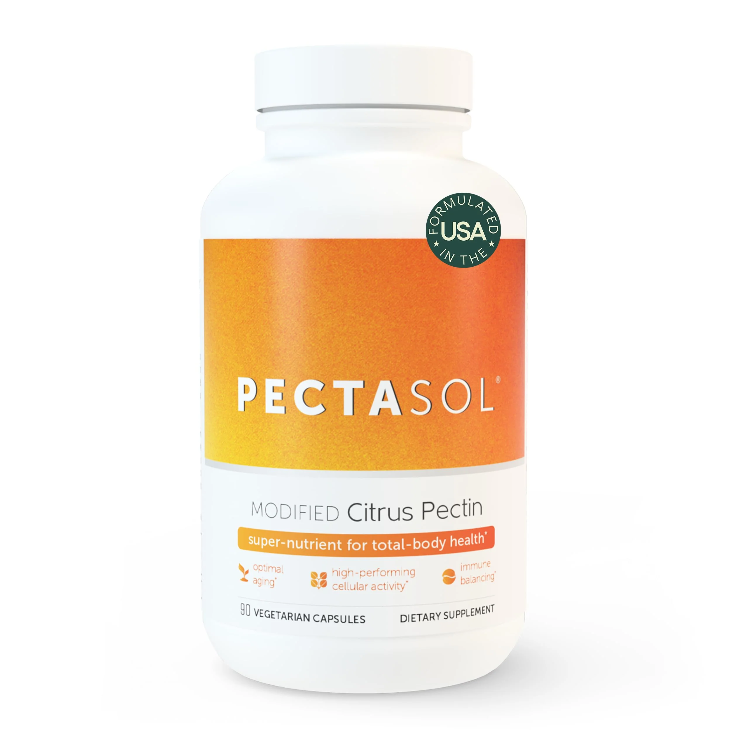 PectaSol Modified Citrus Pectin – 90 Capsules – Total-Body Health Supplement to Support the Heart, Immune System, Inflammation Response & Healthy Aging + Maintain Healthy Galectin-3 Levels