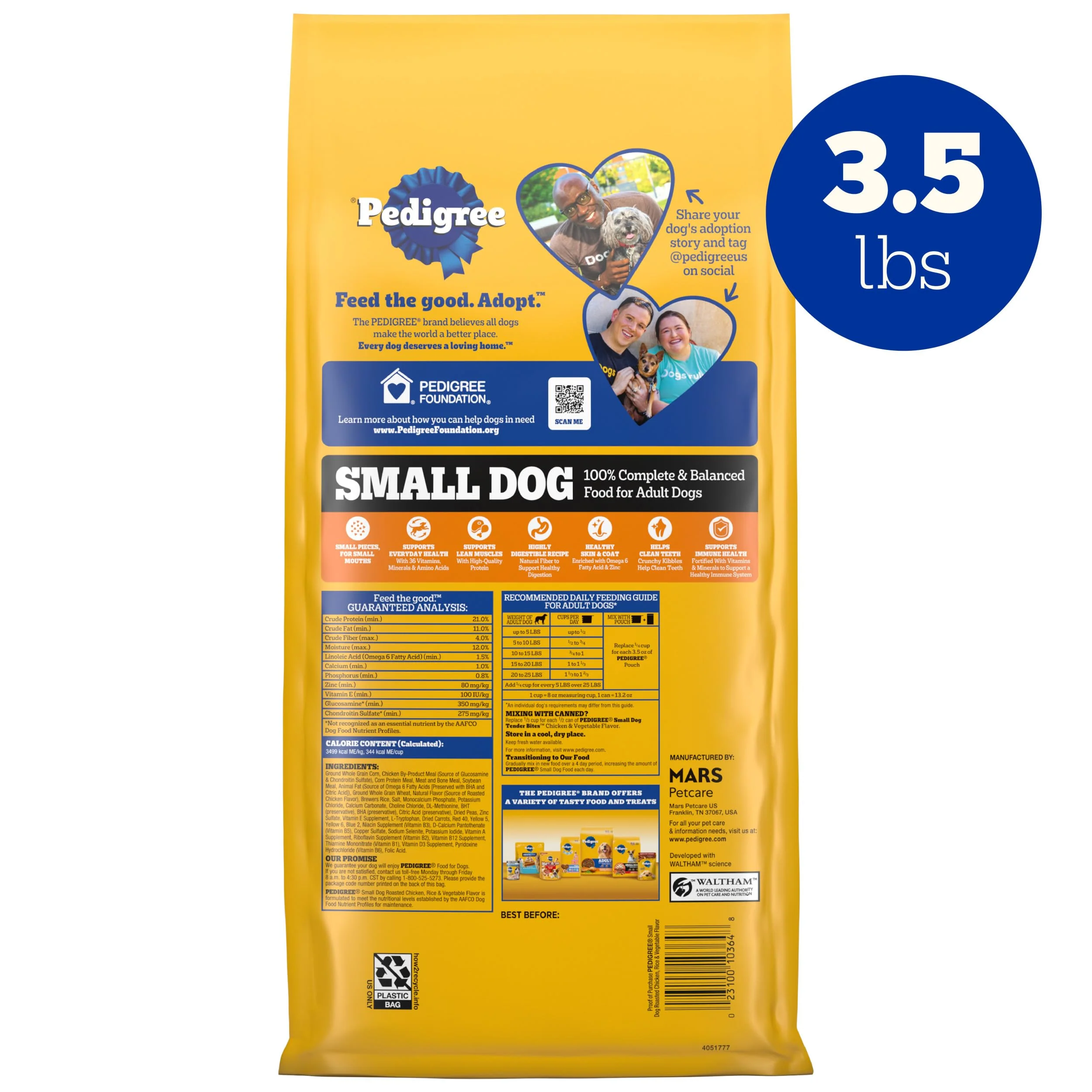 Pedigree Complete Nutrition Adult Small Dog Dry Dog Food, Roasted Chicken, Rice & Vegetable Flavor, 3.5 lb. Bag - Image 4