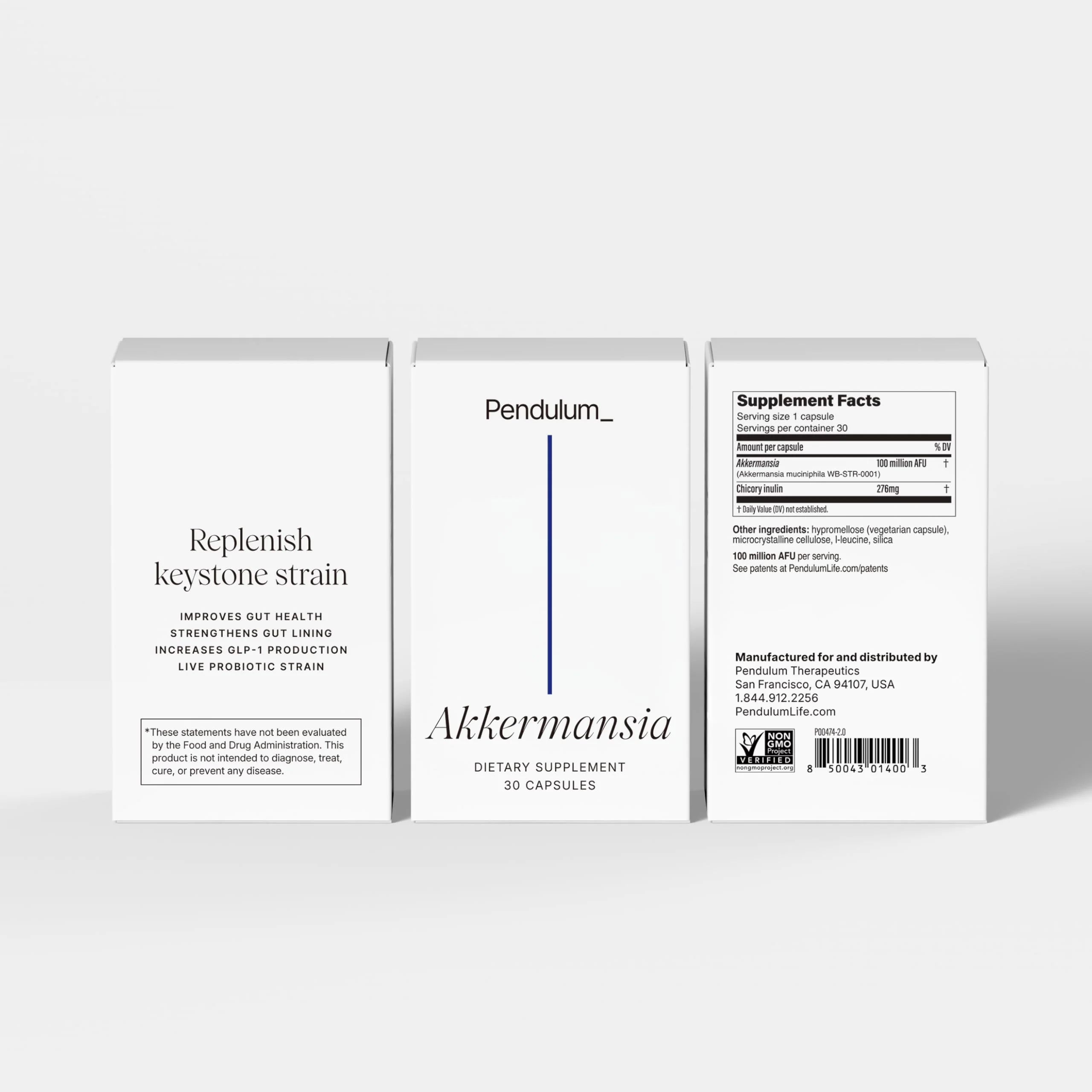 Pendulum Akkermansia Probiotic with Prebiotic Fiber - Increases GLP-1 Production, Delayed Release, Third-Party Tested, 100M AFU Live Strain for Gut Health for Men & Women (30 Capsules, 1-Pack) - Image 3