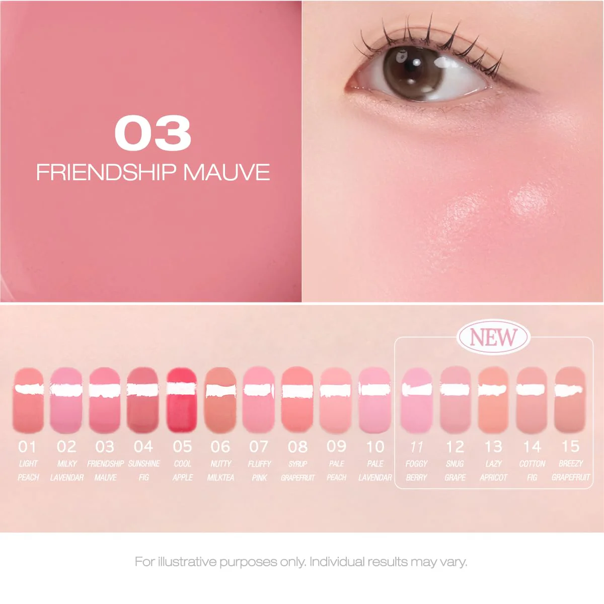 PERIPERA SYRUPY TOK CHEEK 15 Colors, Liquid Blush, Dewy Finish and Hydrates All day, Soft Velvet Texture Face Cheek Tint (03 FRIENDSHIP MAUVE) - Image 2