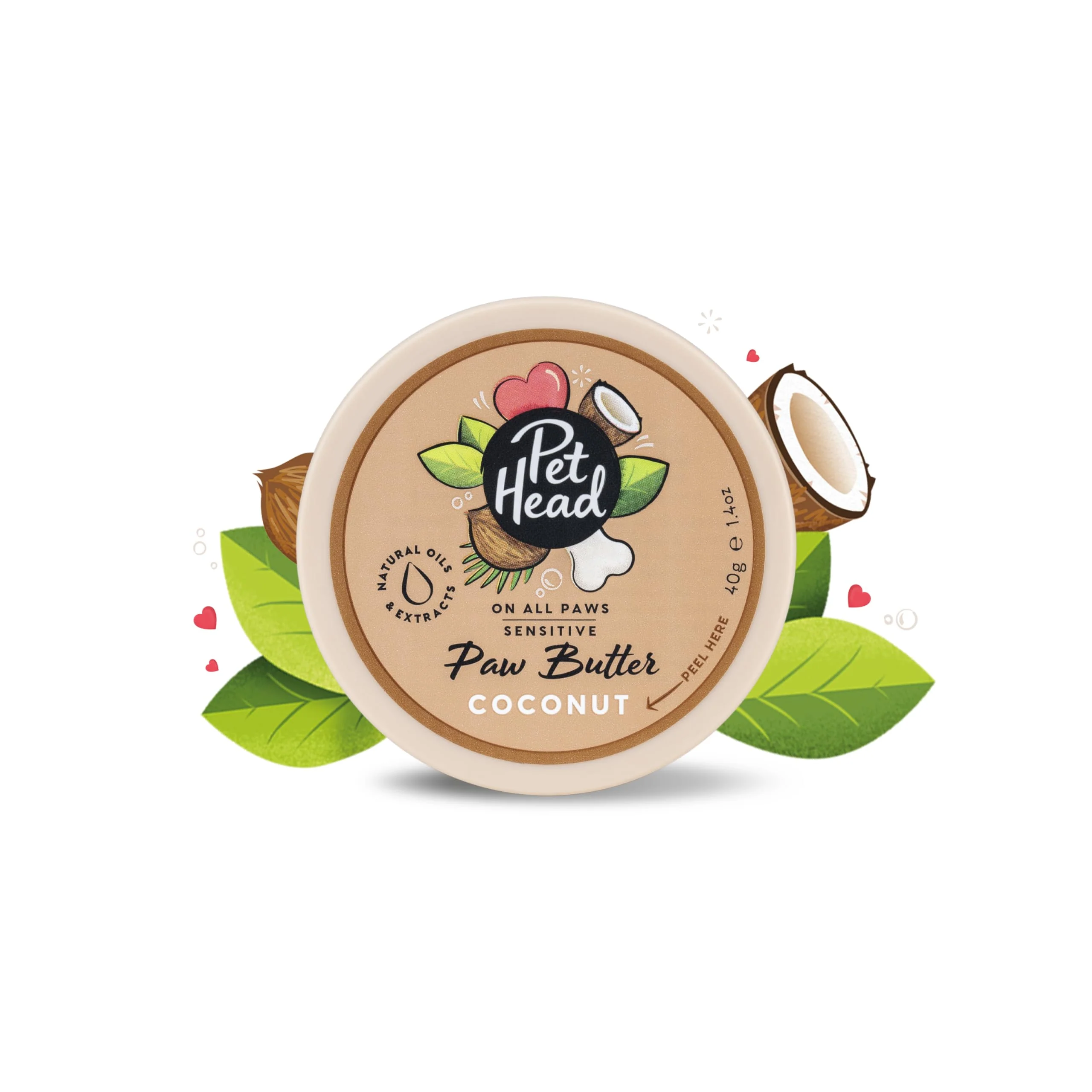 Pet Head On All Paws Coconut Paw Butter | Soothes & Nourishes for Soft Crack-Free Paws and Noses | Paw Moisturizer Balm | Vegan | Lick-Safe | Gentle Formula for Puppies | Made in USA | 1.4 oz.