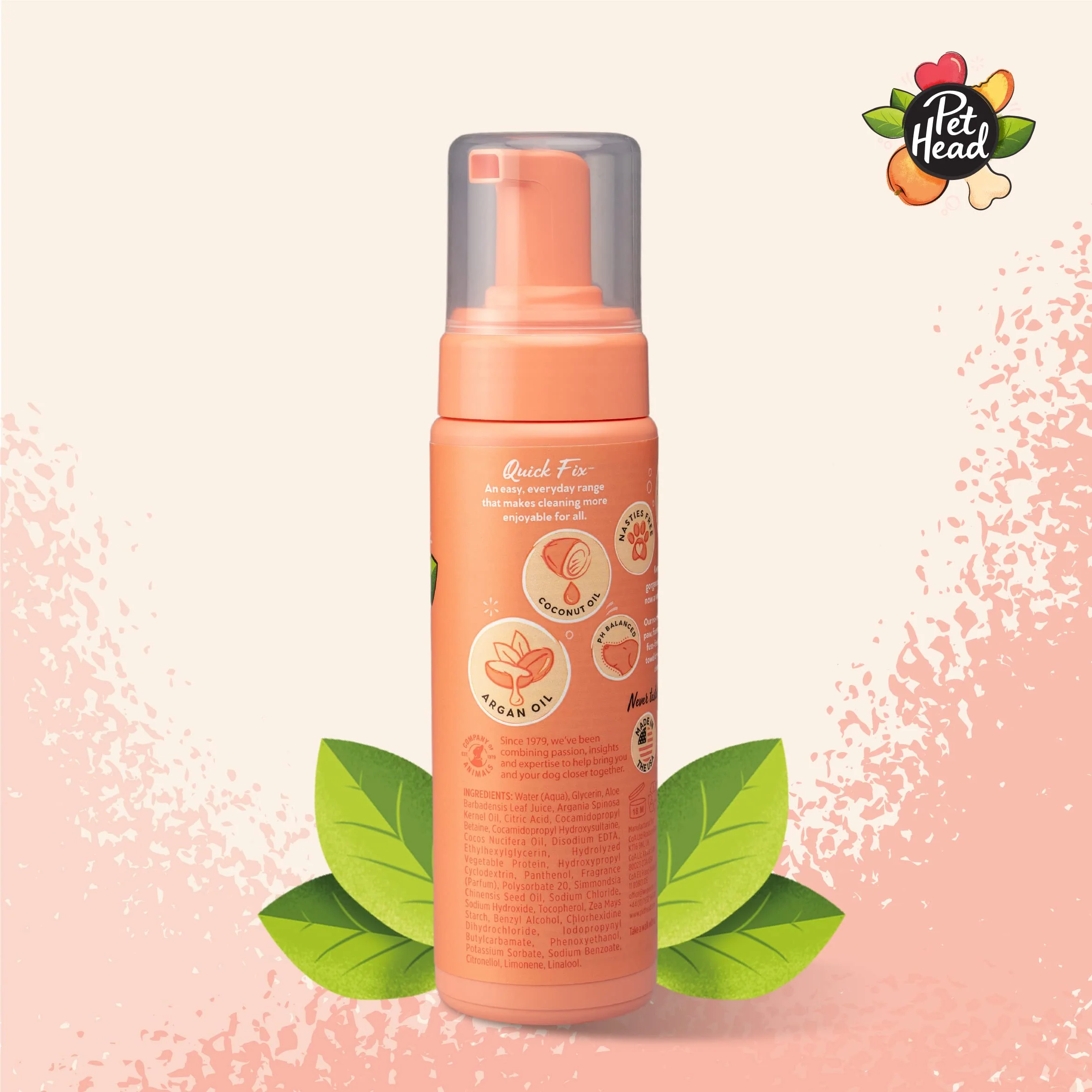 Pet Head Quick Fix Dog Grooming Foam | Peach Scent | No Rinse Dog Shampoo for Smelly Dogs | Nourishes and Deodorizes Pet Coat & Skin | Vegan | Gentle Formula for Puppies | Made in USA | 6.7 fl. oz. - Image 2
