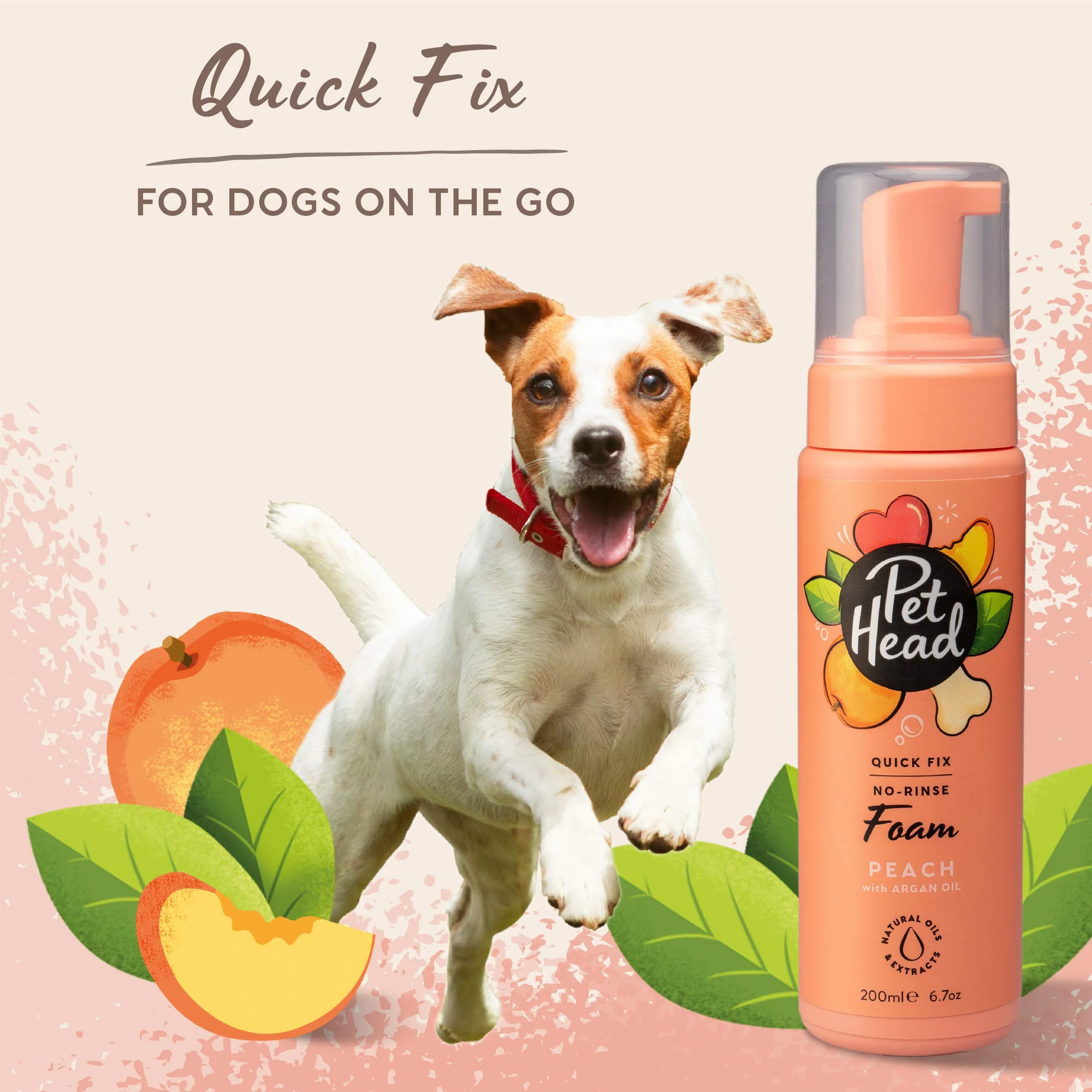 Pet Head Quick Fix Dog Grooming Foam | Peach Scent | No Rinse Dog Shampoo for Smelly Dogs | Nourishes and Deodorizes Pet Coat & Skin | Vegan | Gentle Formula for Puppies | Made in USA | 6.7 fl. oz. - Image 3