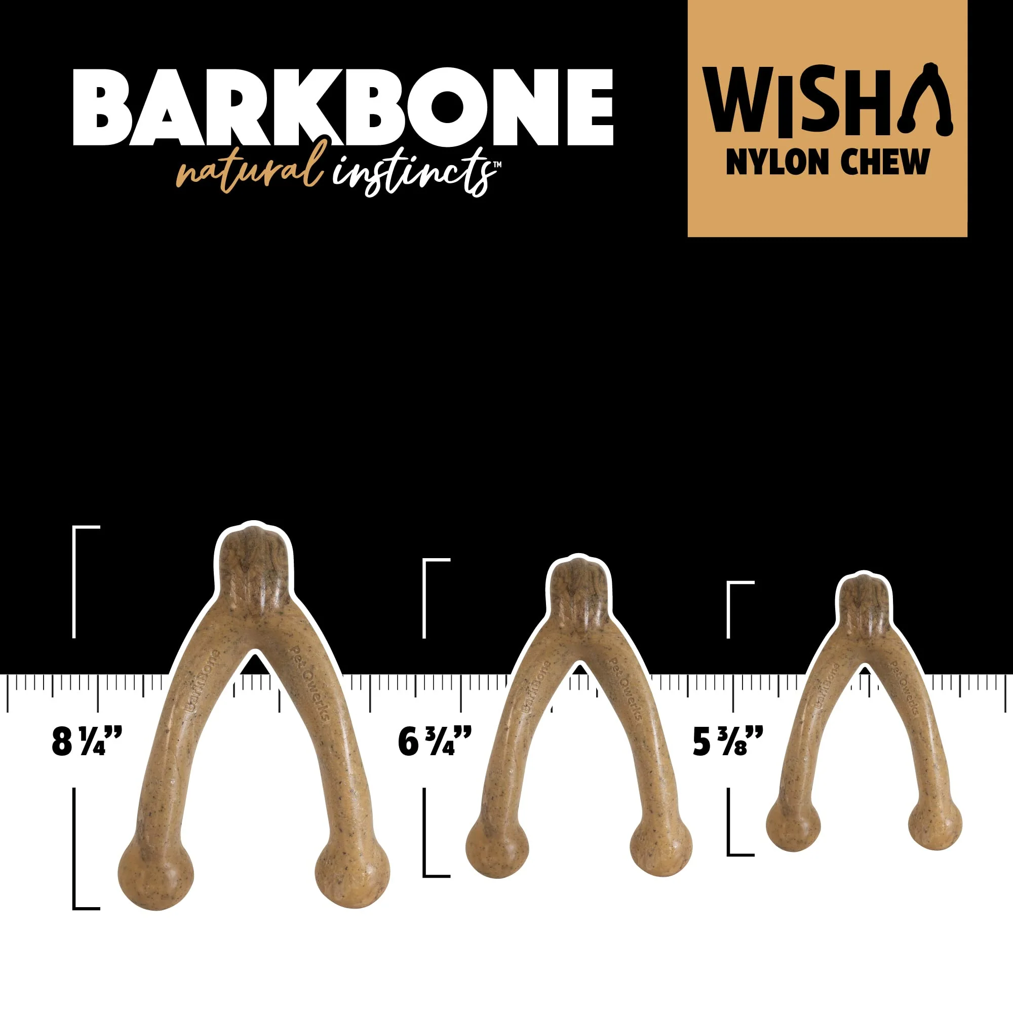 Pet Qwerks Wishbone BarkBone - Nylon Chew Toy for Aggressive Chewers - Bacon Flavor - 6.75" - Image 4