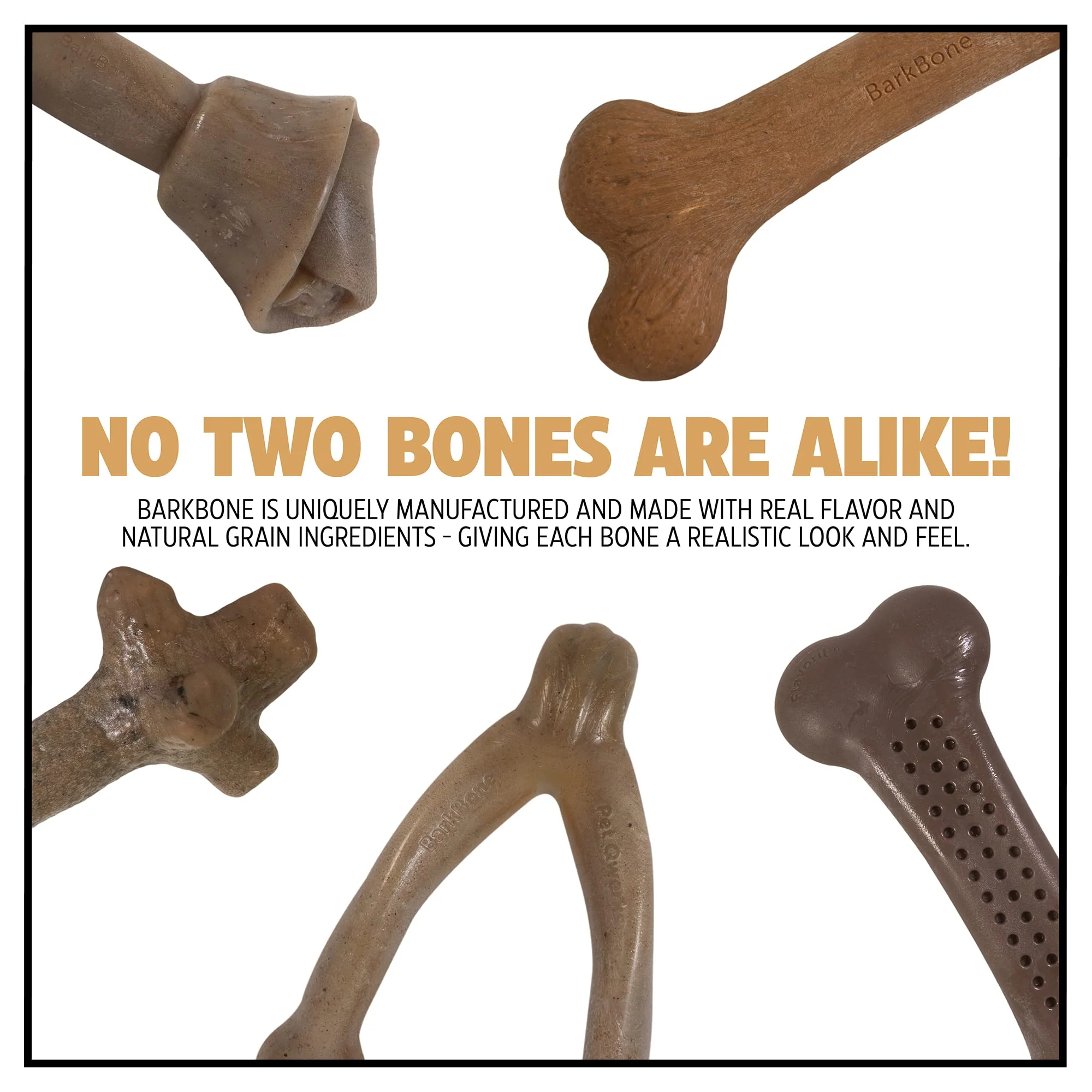 Pet Qwerks Wishbone BarkBone - Nylon Chew Toy for Aggressive Chewers - Bacon Flavor - 8.25" - Image 2