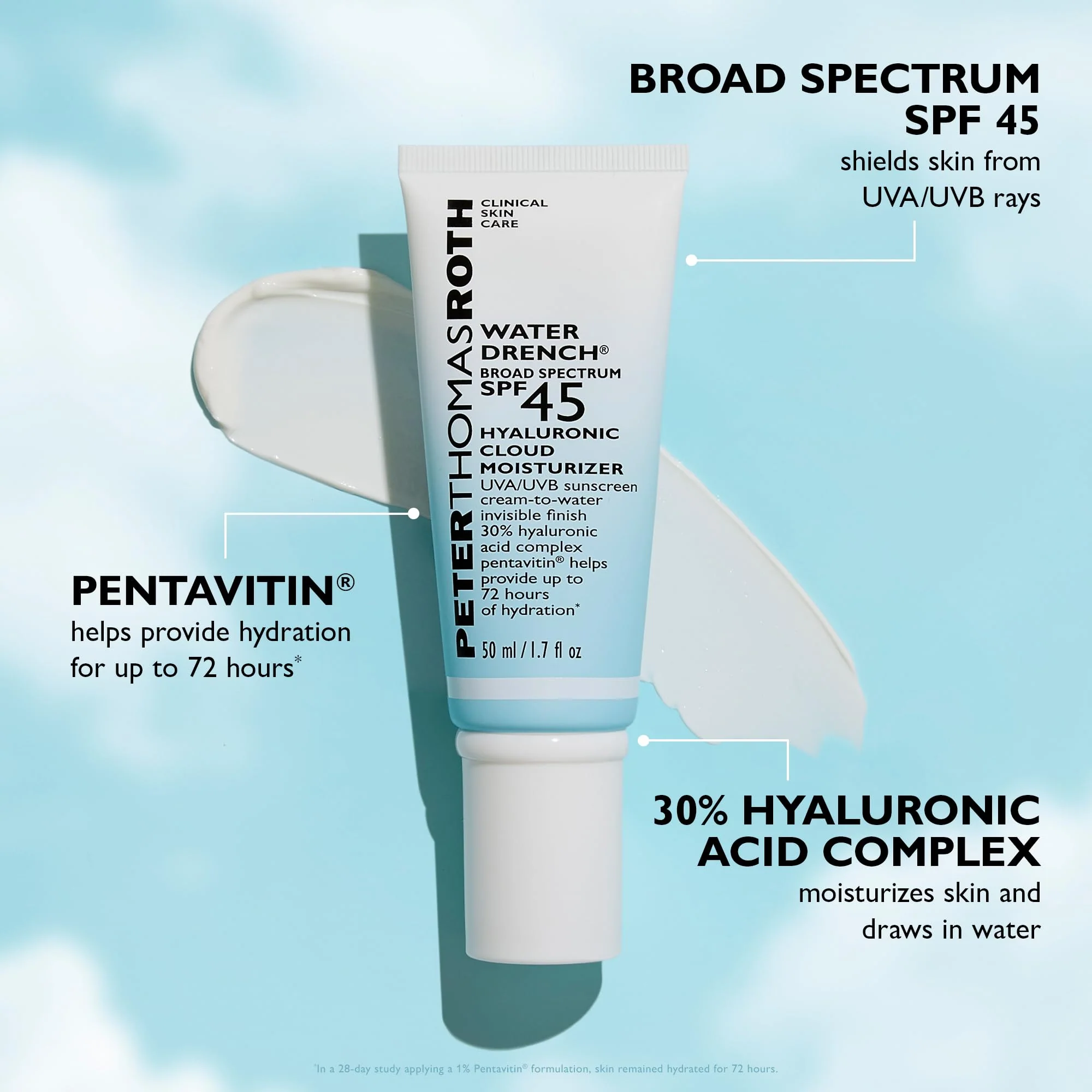 Peter Thomas Roth | Water Drench® Broad Spectrum SPF 45 Hyaluronic Cloud Moisturizer - Image 4
