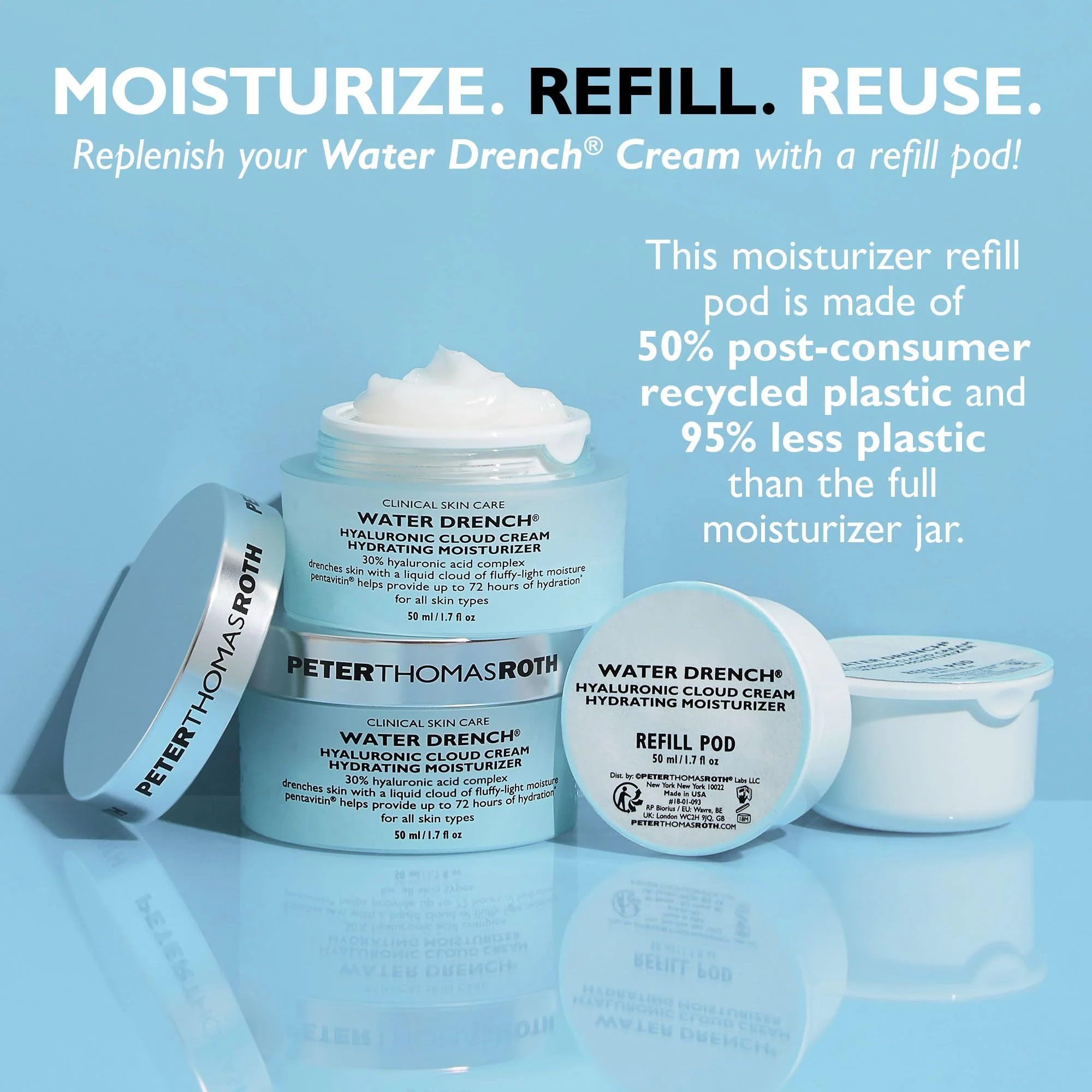 Peter Thomas Roth | Water Drench® Hyaluronic Cloud Cream Hydrating Refillable Moisturizer | Hyaluronic Acid Cream For All Skin Types, Line-Smoothing, Fragrance-Free - Image 5