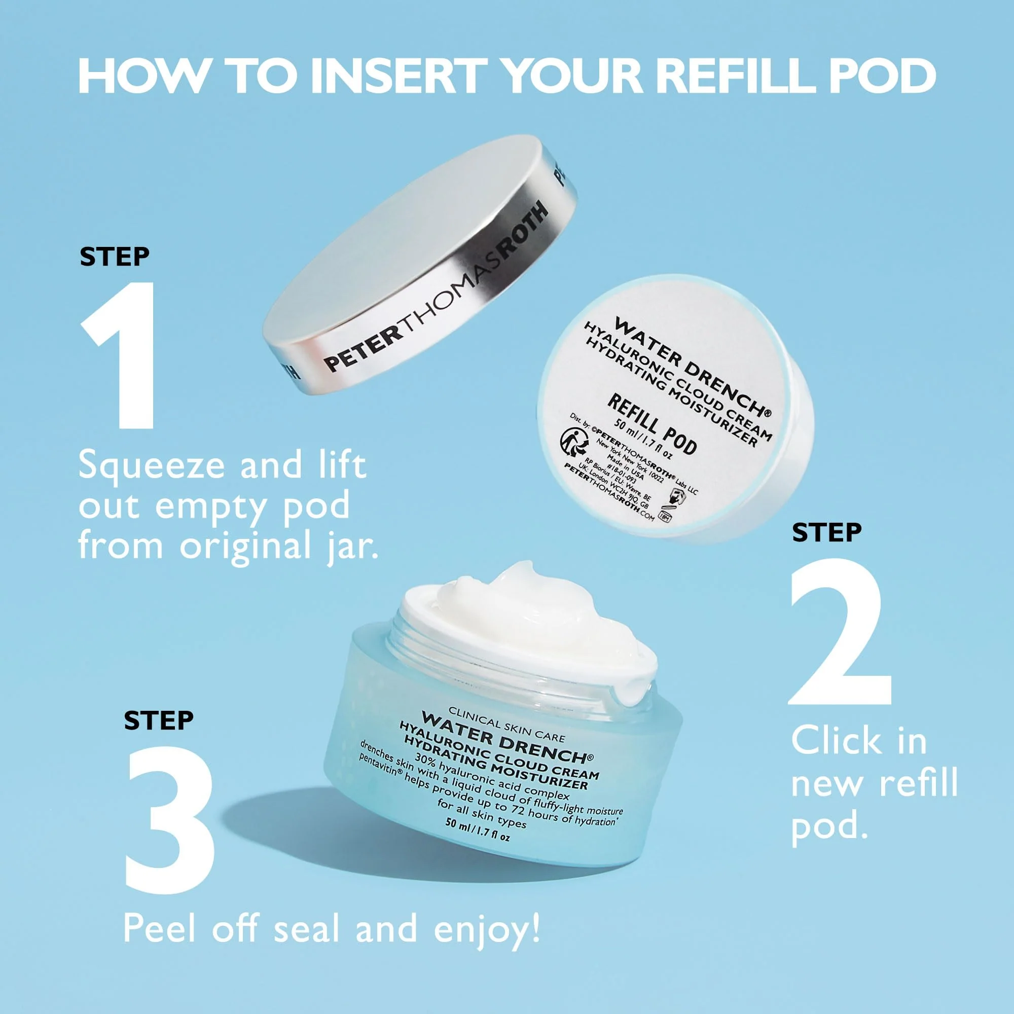 Peter Thomas Roth | Water Drench® Hyaluronic Cloud Cream Hydrating Refillable Moisturizer | Hyaluronic Acid Cream For All Skin Types, Line-Smoothing, Fragrance-Free - Image 6