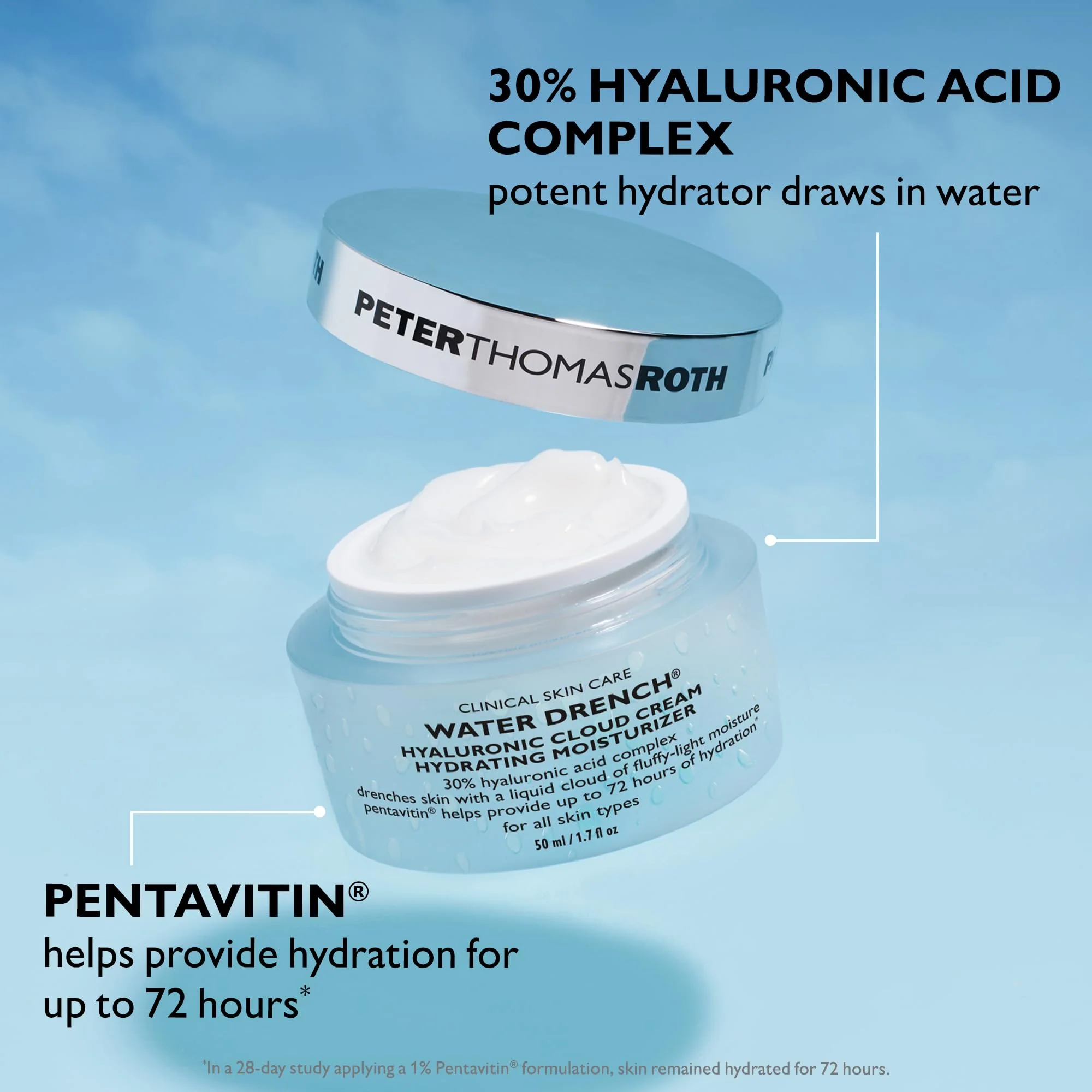 Peter Thomas Roth | Water Drench® Hyaluronic Cloud Cream Hydrating Refillable Moisturizer | Hyaluronic Acid Cream For All Skin Types, Line-Smoothing, Fragrance-Free - Image 8
