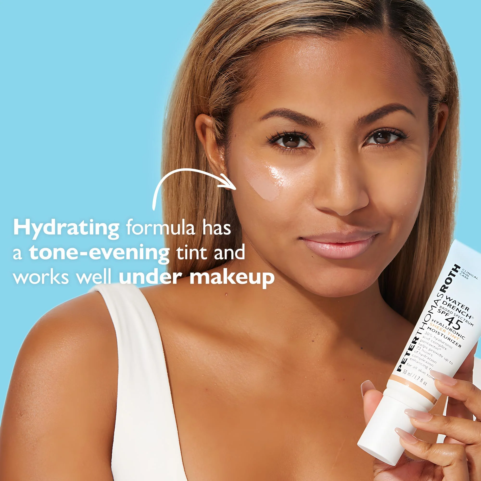 Peter Thomas Roth | Water Drench Hyaluronic Cloud Sheer Tint Moisturizer Broad Spectrum SPF 45, Hydrating Tinted SPF Moisturizer, Adaptable Sheer Tint, For All Skin Tones and Types - Image 6