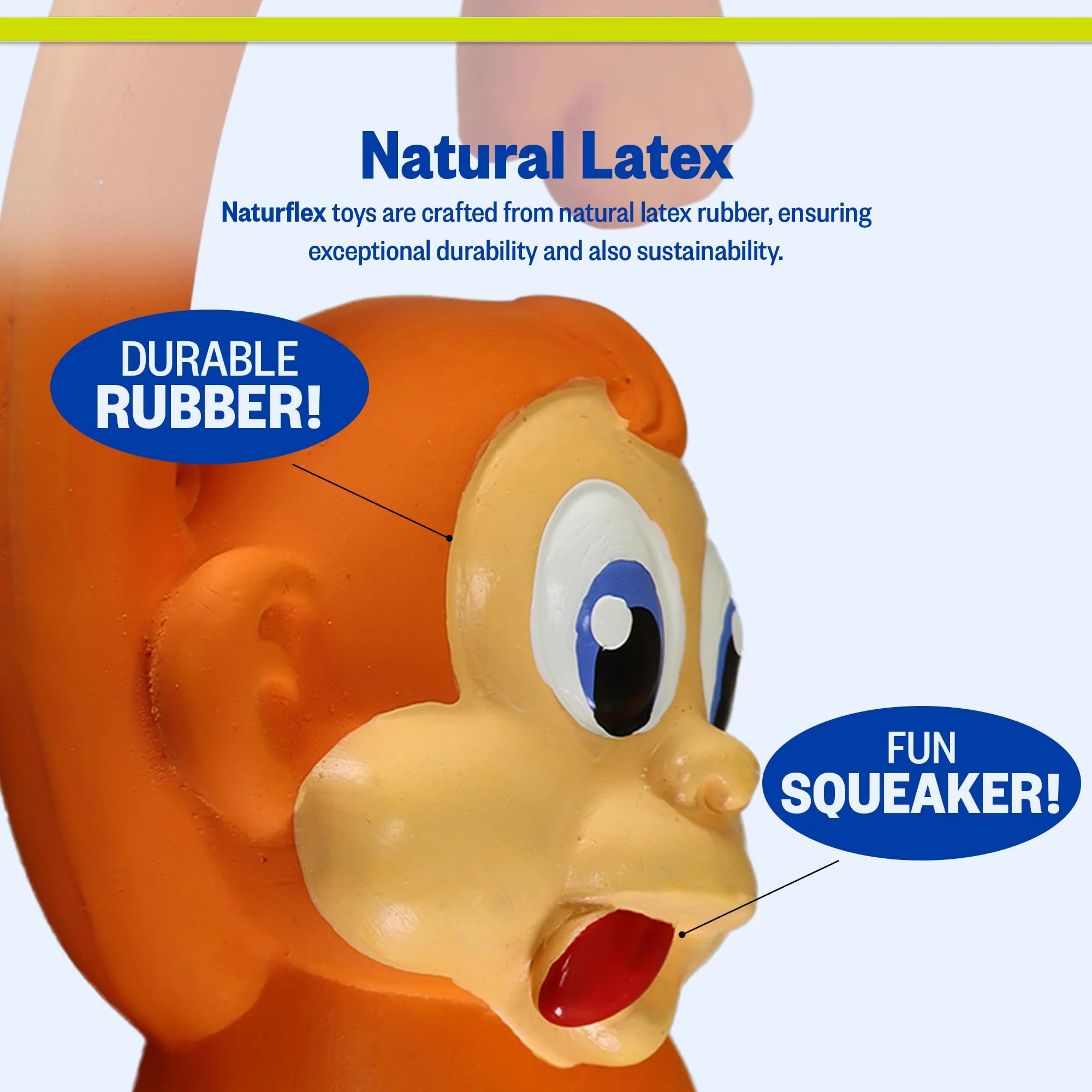 PetSport Naturflex Monkey - Squeaky Latex Rubber Dog Toys, Interactive Play for Small & Medium Dogs, Puppy Toy with Squeaker, Soft & Durable Pet Product - 6" - Image 6