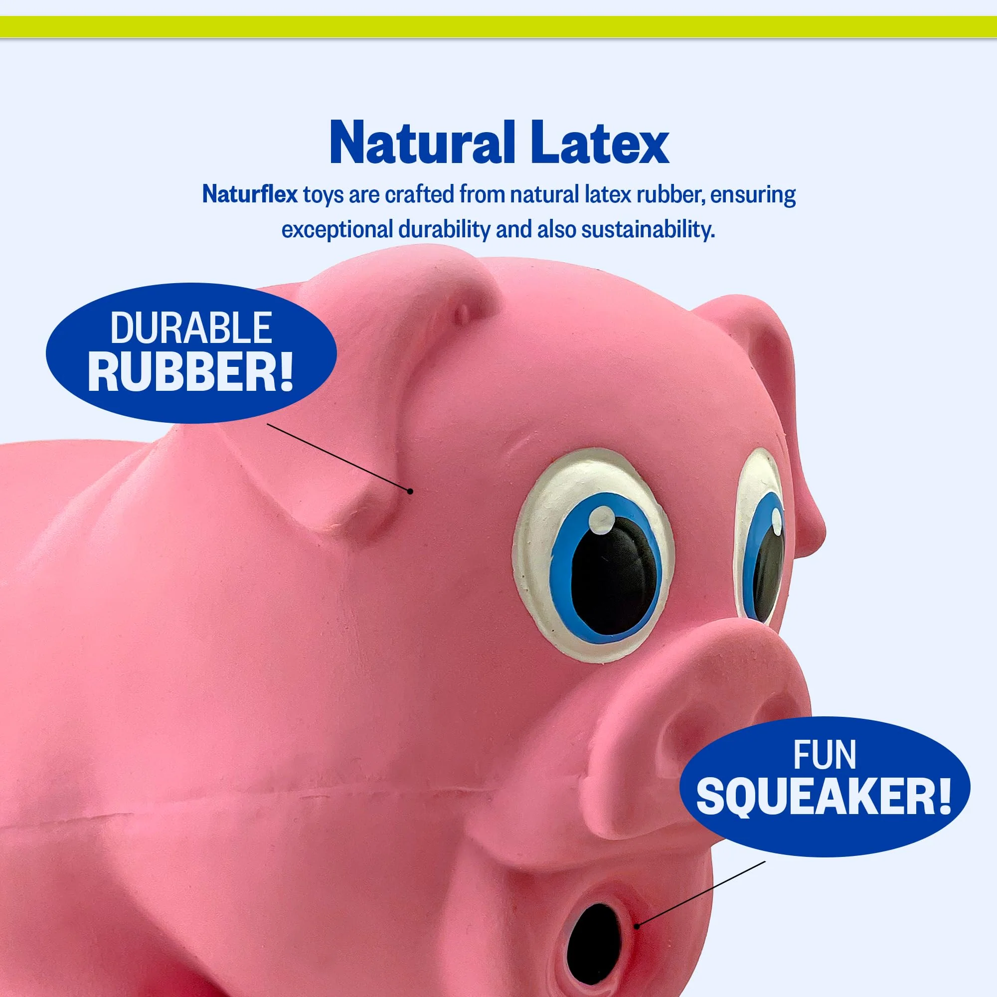 PetSport Naturflex Tiny Tots Pig Toy - Durable & Long-Lasting, Non-Toxic Material, Internal Squeaker, Rubber Toy for Dogs, Ideal for Interactive Play and Engagement - Image 6
