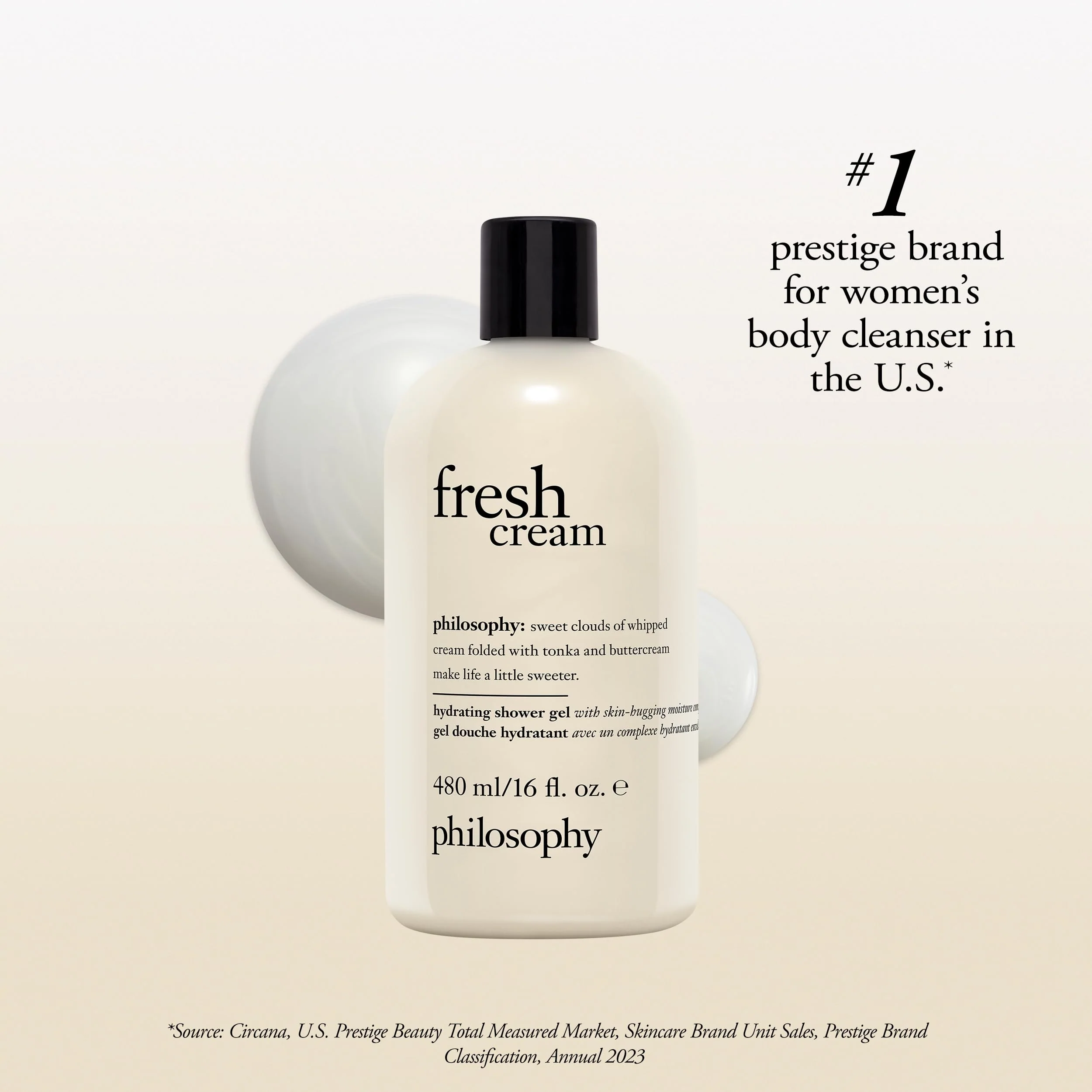 philosophy fresh cream shower gel - with notes of vanilla, heliotrope & tonka bean - 16 fl oz - Image 4