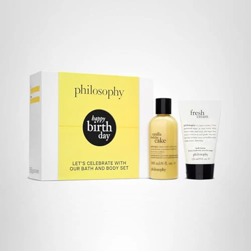 philosophy happy birthday gift set - 2-pc. vanilla birthday cake hydrating shower gel (6oz) & fresh cream body lotion (4oz) - moisturizing bath & body duo for women - Image 2