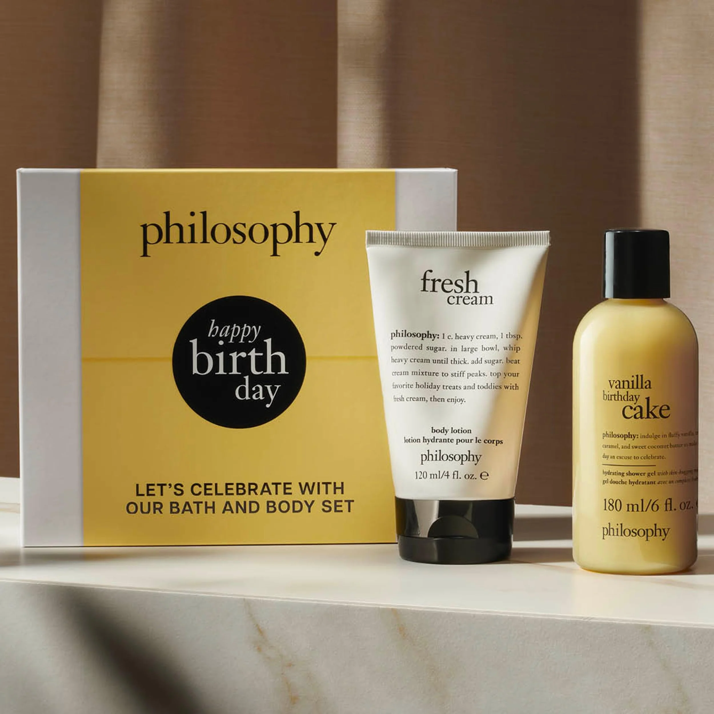 philosophy happy birthday gift set - 2-pc. vanilla birthday cake hydrating shower gel (6oz) & fresh cream body lotion (4oz) - moisturizing bath & body duo for women - Image 4