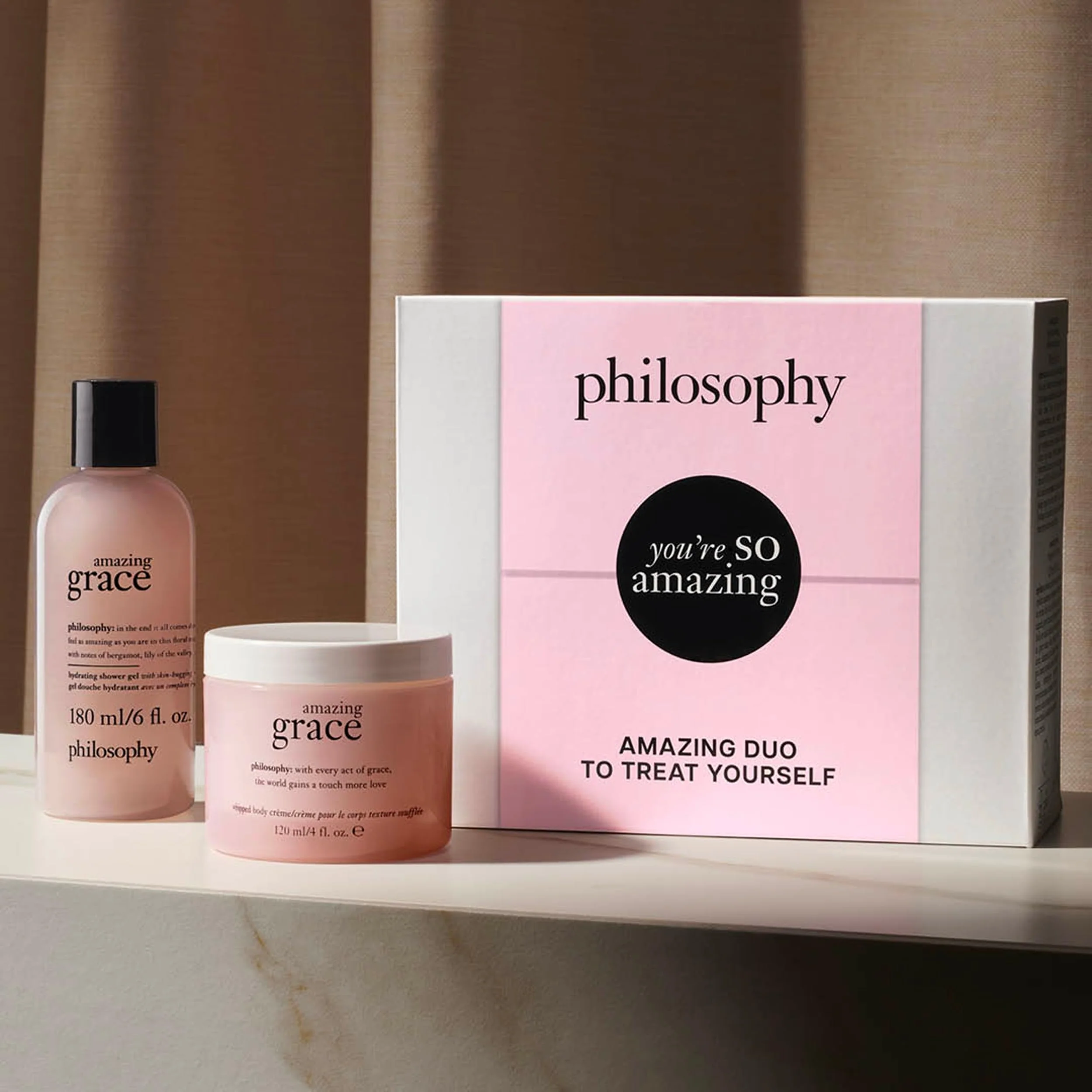 philosophy you're so amazing gift set - 2-pc. amazing grace hydrating shower gel (6oz) & whipped body crème (4oz) - moisturizing bath & body duo for women - Image 2