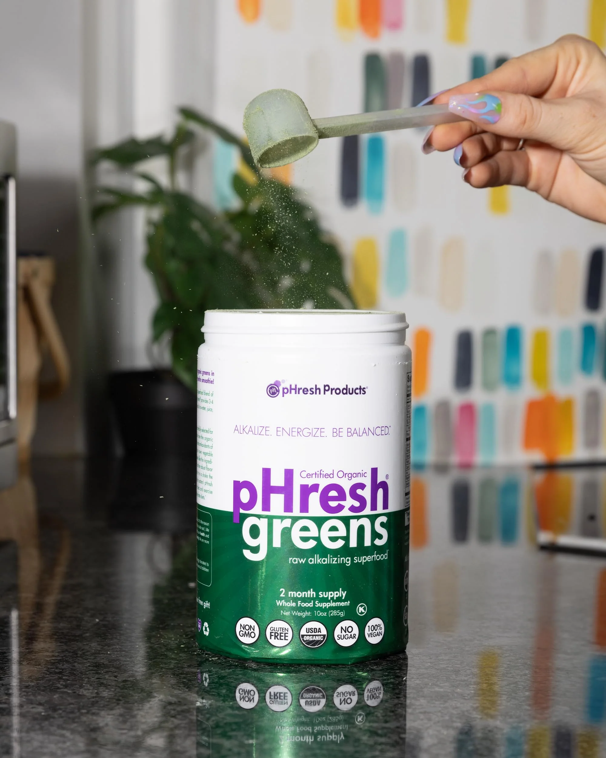 pHresh - Greens Raw Alkalizing Superfood Greens Powder - 2 Month Supply - Vegan, Kosher, Gluten Free - Natural Enzymes, Nutrients - Approved for Intermittent Fasting - 10 oz - Image 2
