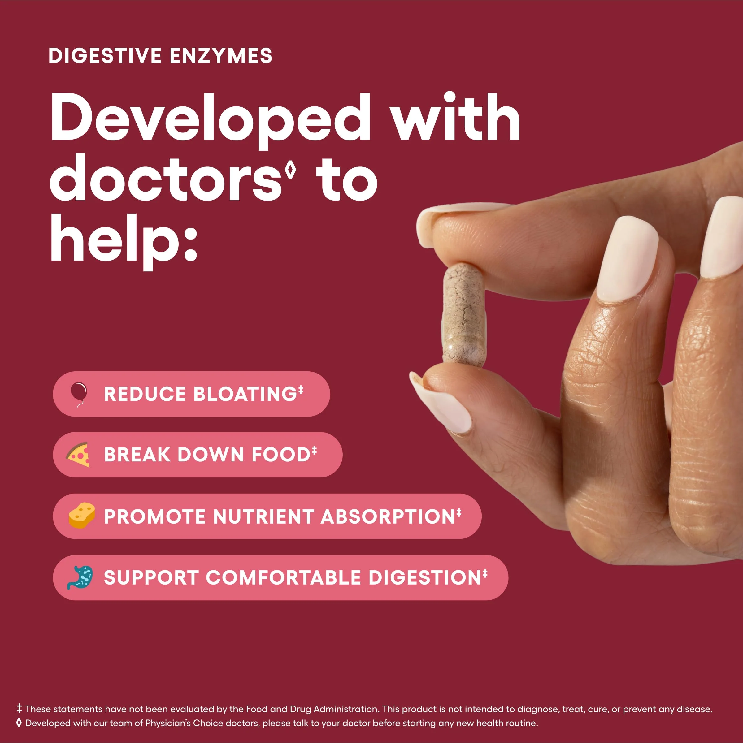 Physician's CHOICE Digestive Enzymes for Bloating & Digestion - 16 Enzymes with Organic Prebiotics & Probiotics for Gut & Digestive Health - Meal Time Discomfort Relief - Dual Action Support - 60 CT - Image 5