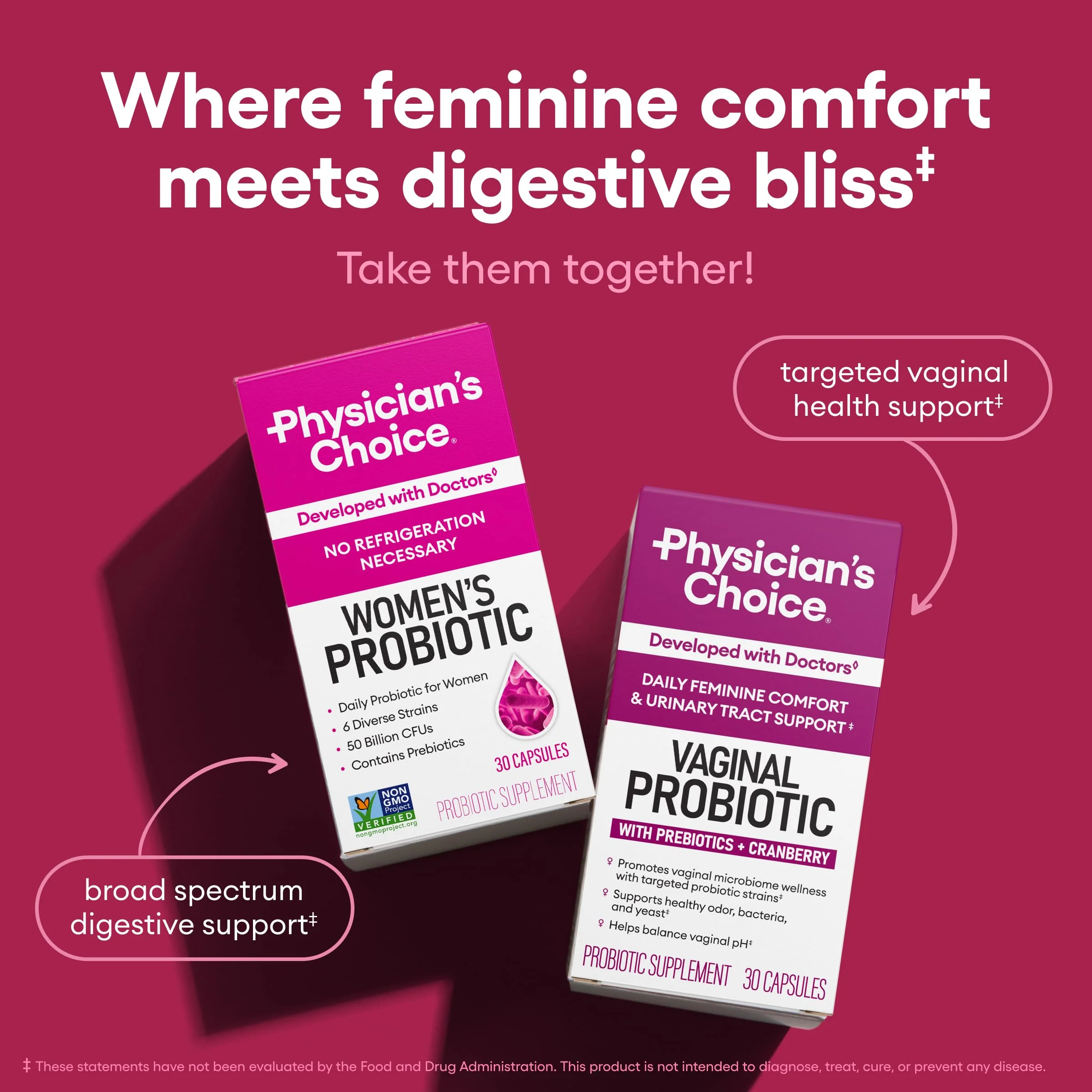 Physician's CHOICE Probiotics for Women - PH Balance, Digestive, UT, & Feminine Health - 50 Billion CFU - 6 Unique Strains for Her - Organic Prebiotics, Cranberry Extract+ - Women Probiotic - 30 CT - Image 3