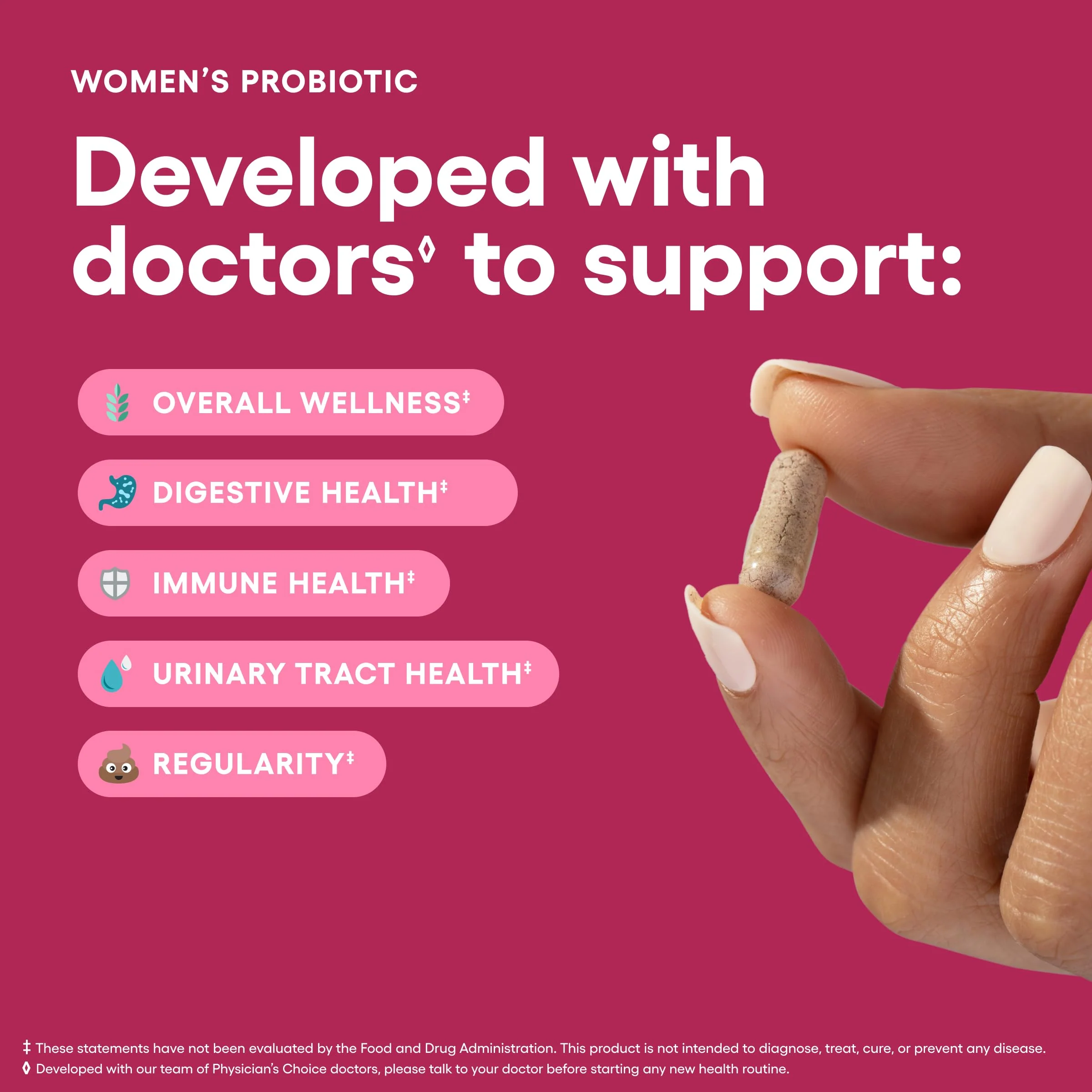Physician's CHOICE Probiotics for Women - PH Balance, Digestive, UT, & Feminine Health - 50 Billion CFU - 6 Unique Strains for Her - Organic Prebiotics, Cranberry Extract+ - Women Probiotic - 30 CT - Image 5