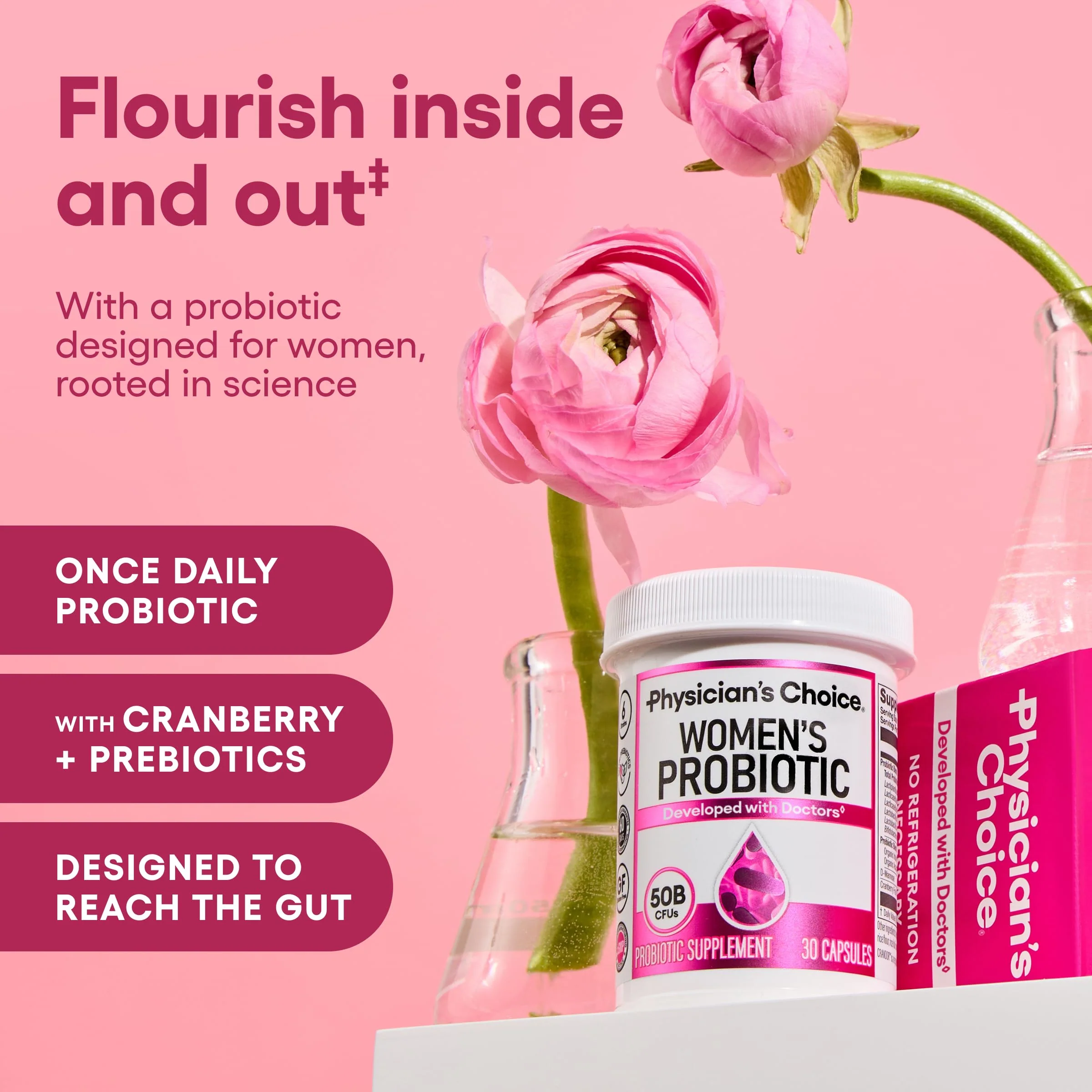 Physician's CHOICE Probiotics for Women - PH Balance, Digestive, UT, & Feminine Health - 50 Billion CFU - 6 Unique Strains for Her - Organic Prebiotics, Cranberry Extract+ - Women Probiotic - 30 CT - Image 6