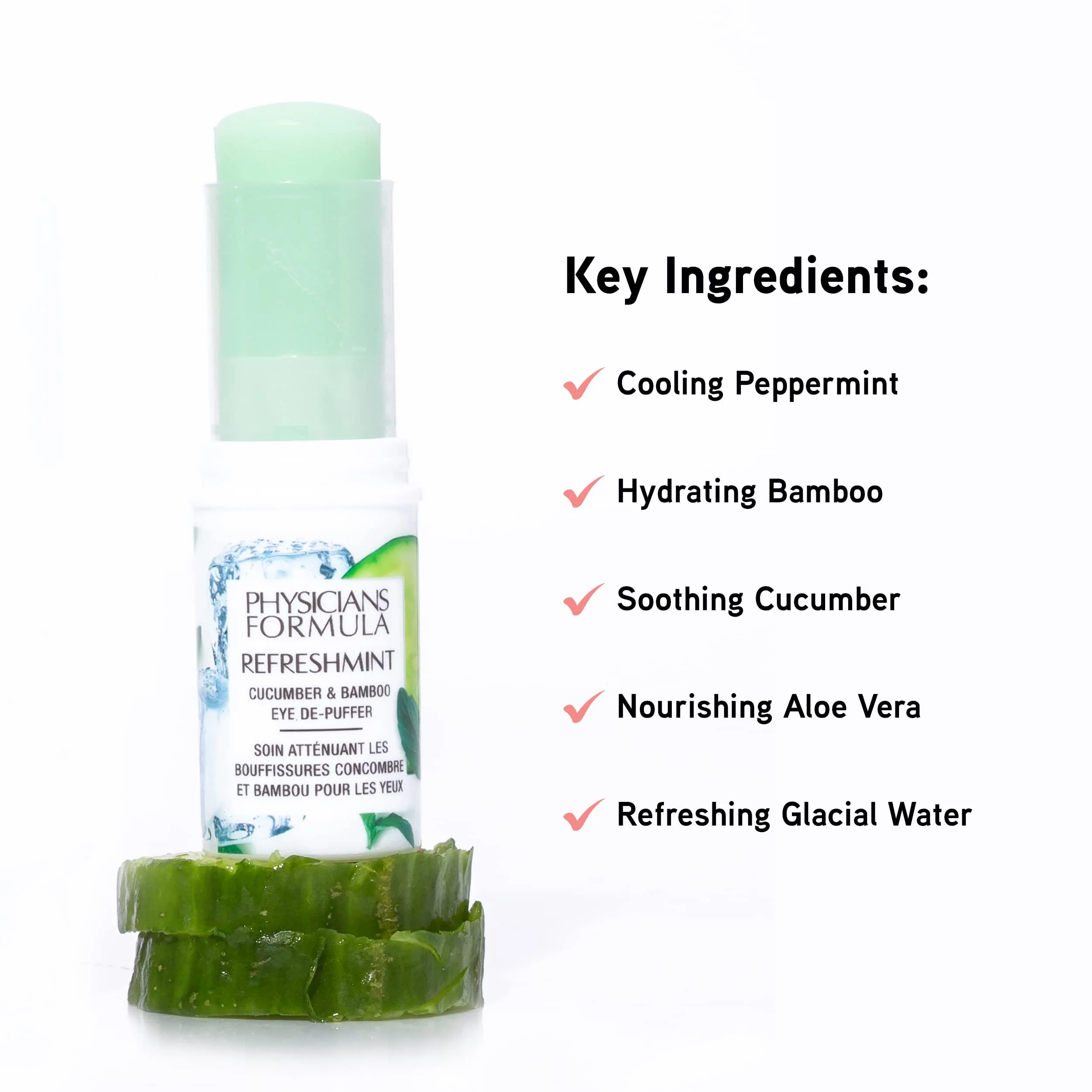 Physicians Formula RefreshMint Cucumber & Bamboo Eye De-Puffer Stick | Under Eye Cream for Dark Circles and Puffiness | Dermatologist Tested - Image 3