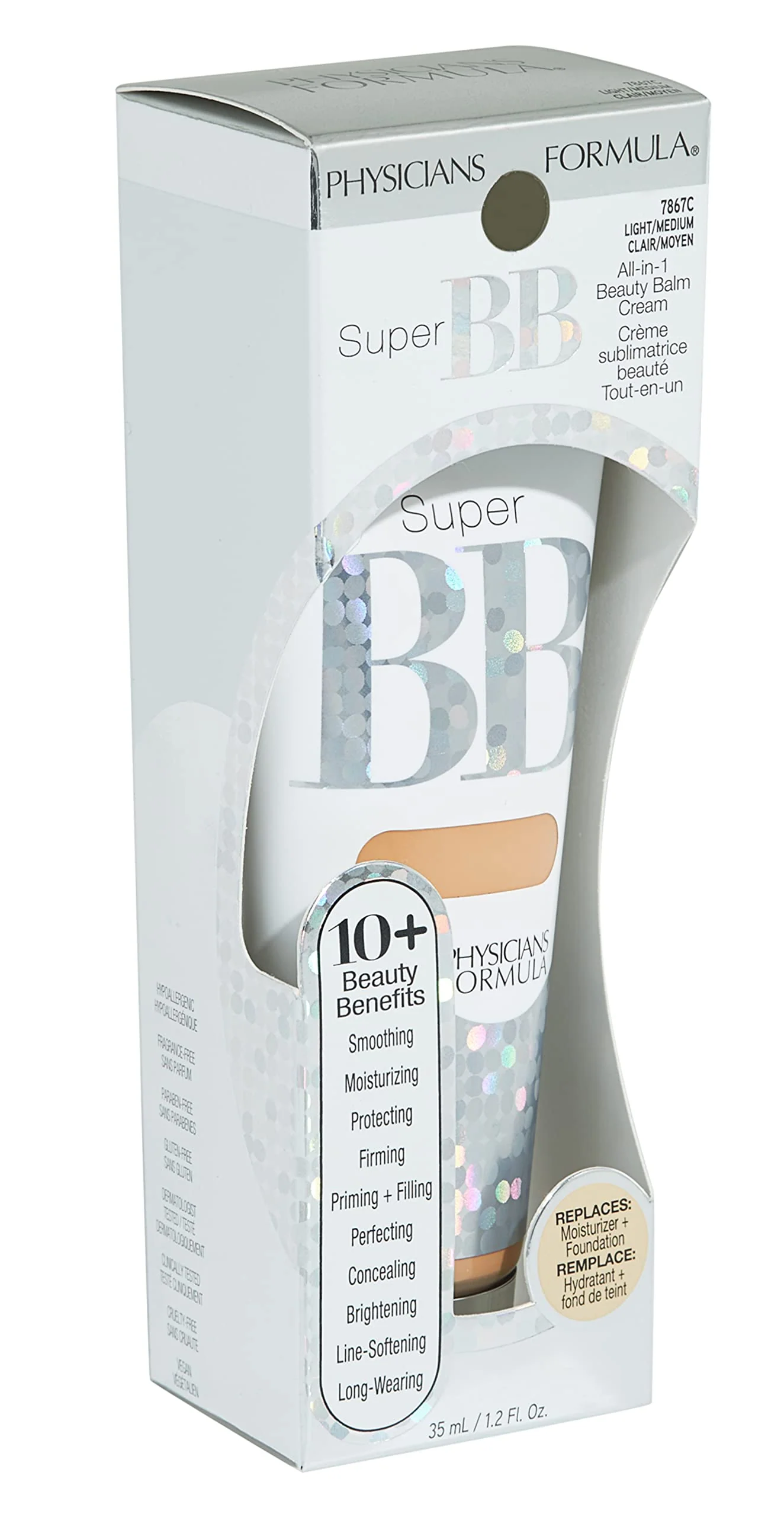 Physicians Formula Super BB Cream. All in 1 Tinted Beauty Balm Foundation Cream, Sheer Moisturizing Coverage, Cruelty Free Light/Medium - Image 3