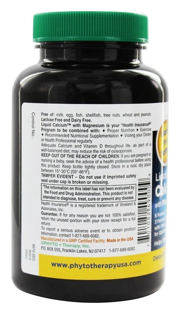 Phyto Therapy, Liquid Calcium Single, 90 Count - Image 2